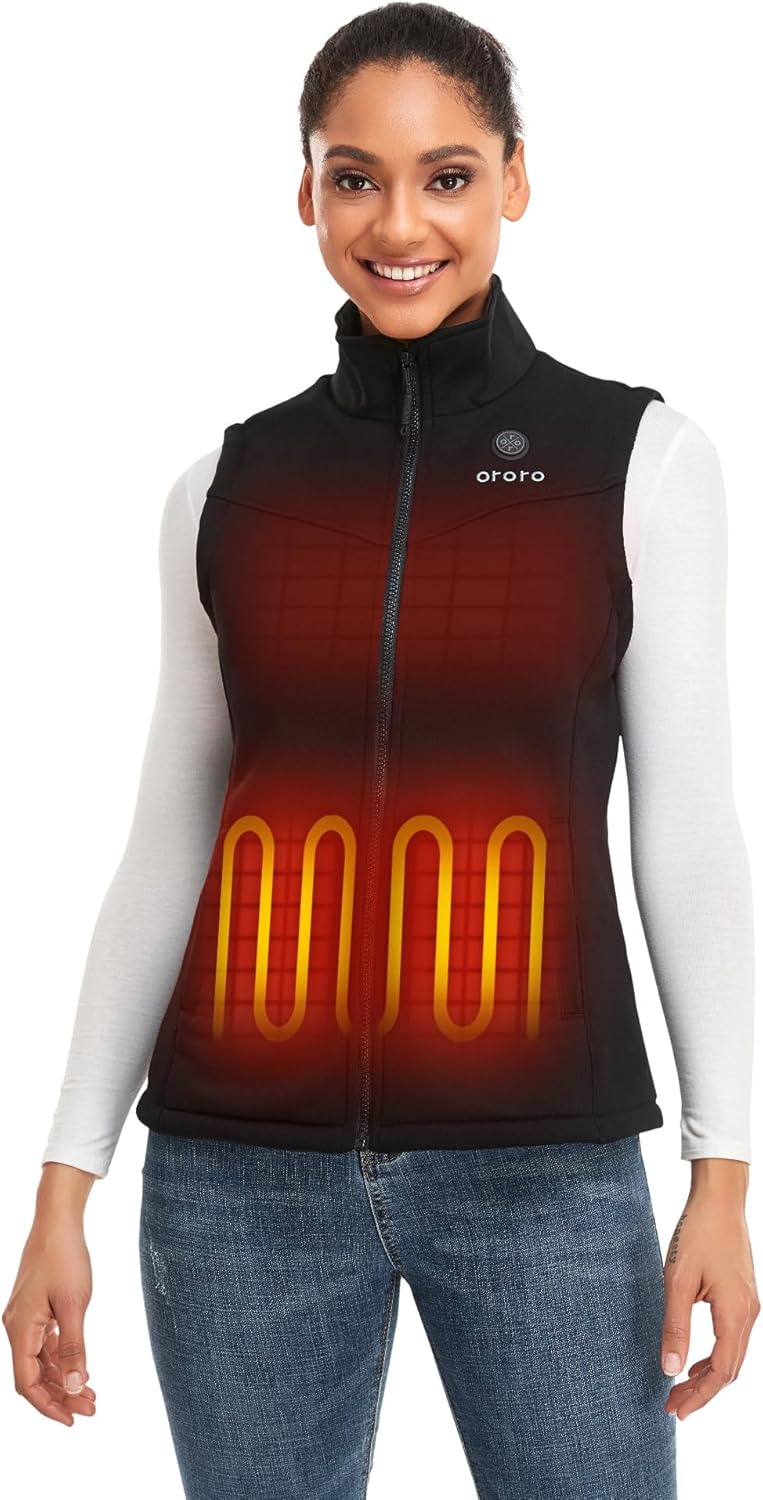 ORORO Women's Heated Fleece Gilet with Power Bank - Electric Heated Vest for Wom...