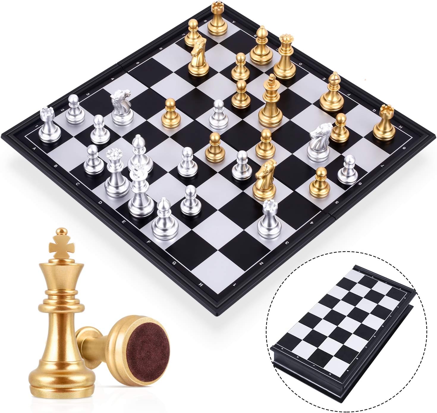 Peradix Travel Chess Board Set Games - Magnetic Chess Piece with Portable/Foldab...