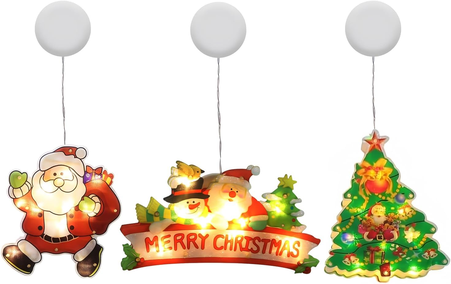 Deyaah 3Pcs Christmas Sucker LED Lights,Window Sucker Lamp,Christmas Hanging LED...