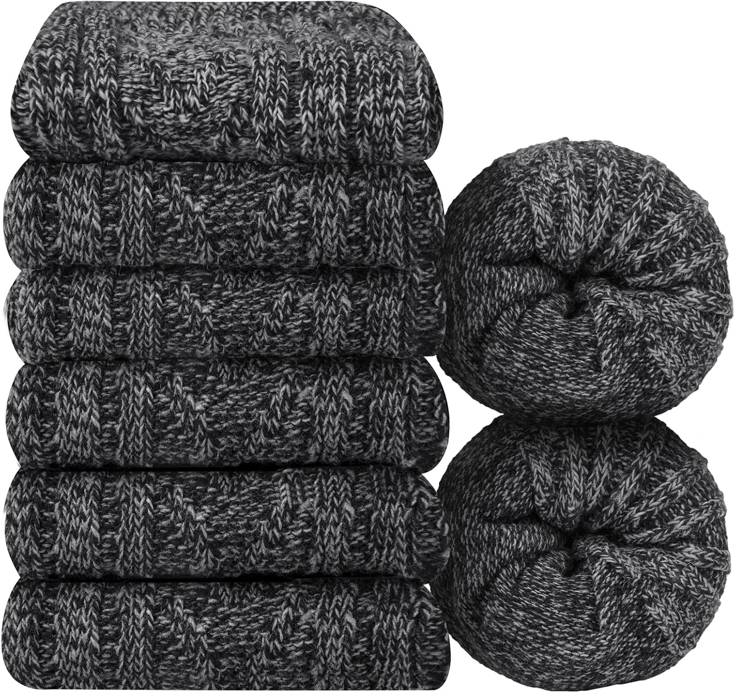 YSense Beau 6 Pairs Men's Socks Merino Wool Winter Thermal Soft Classic Thick Bu...