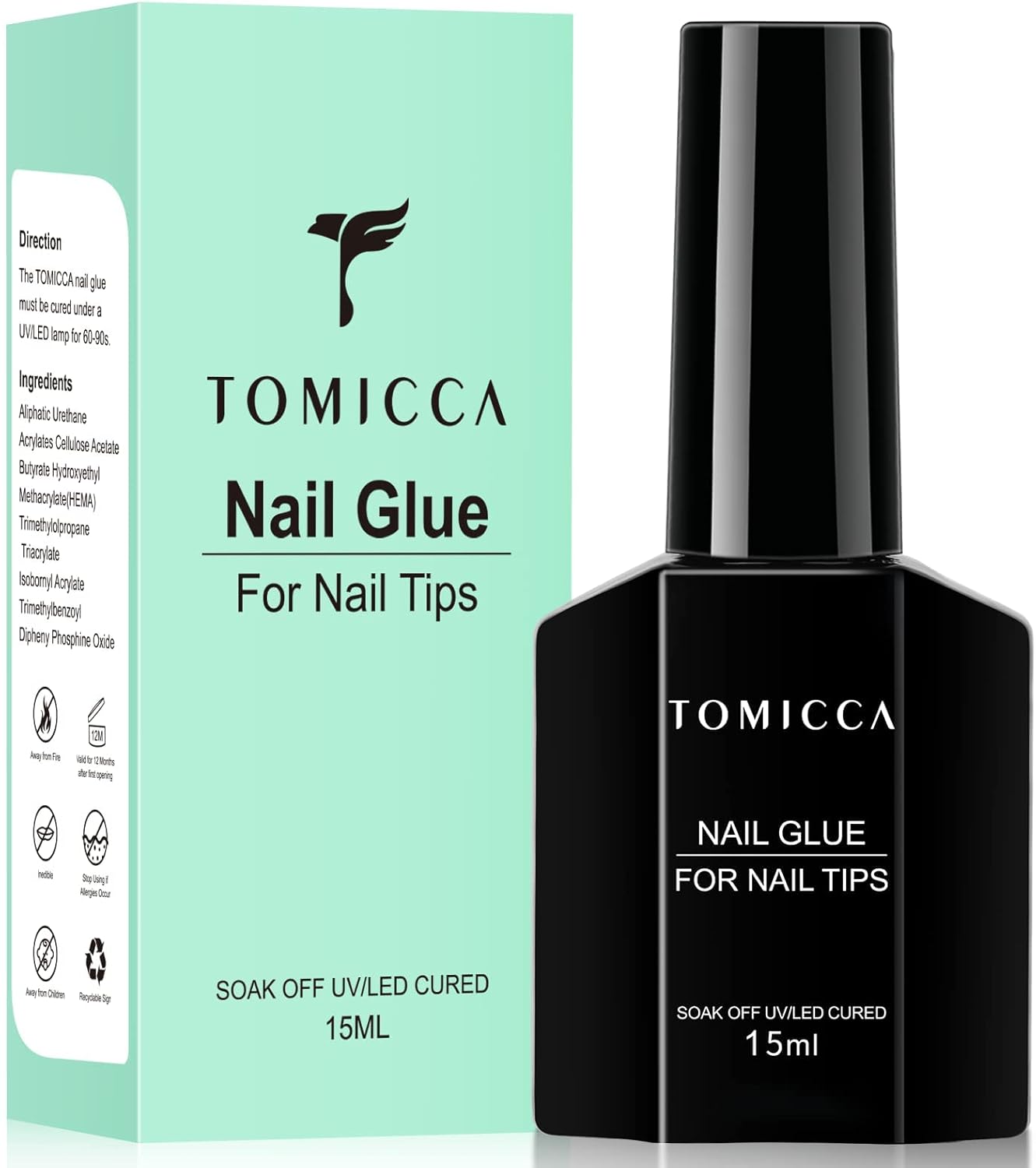 TOMICCA Gel Nail Glue - 15ml/4 in 1 Super Strong Nail Glue Compatible with Acryl...