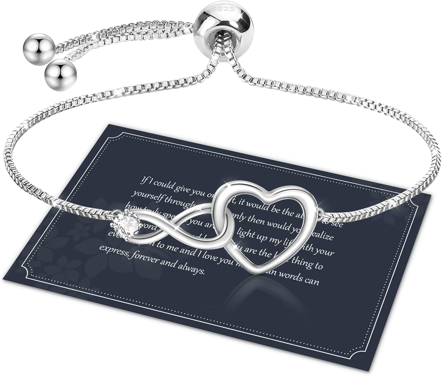 Infinity Bracelets for Womens,Silver Bracelet for Women Infinity Bracelet Silver...