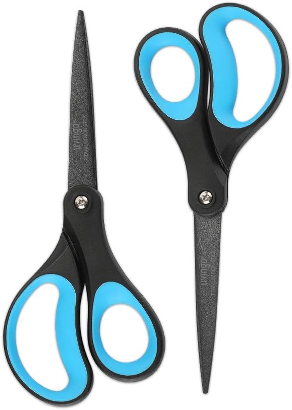 LIVINGO 2 Pack 8" Titanium Non-Stick Scissors, Professional Stainless Steel Comf...