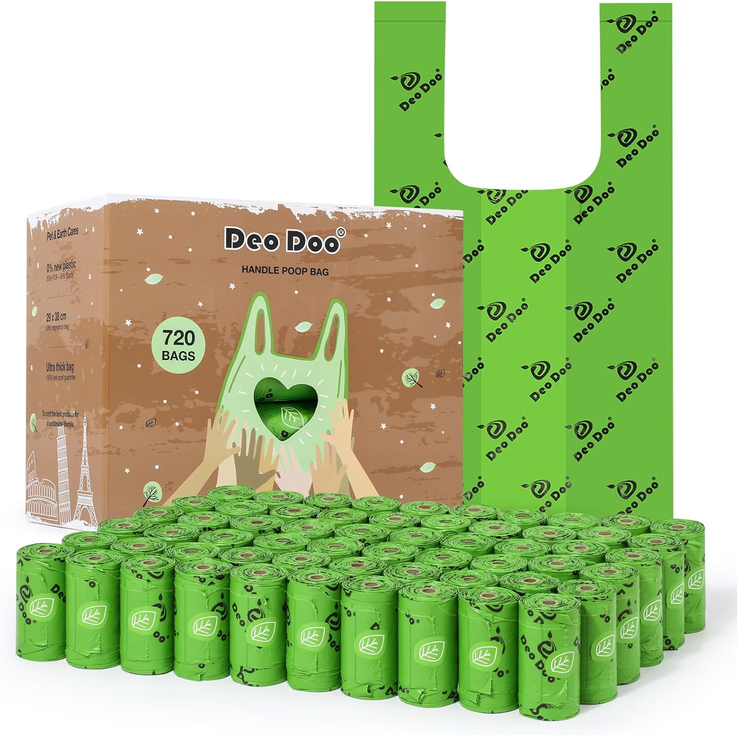 Dog Poo Bags Biodegradable Large Poop Bags with Tie Handle Recycle Leak-Proof 60...