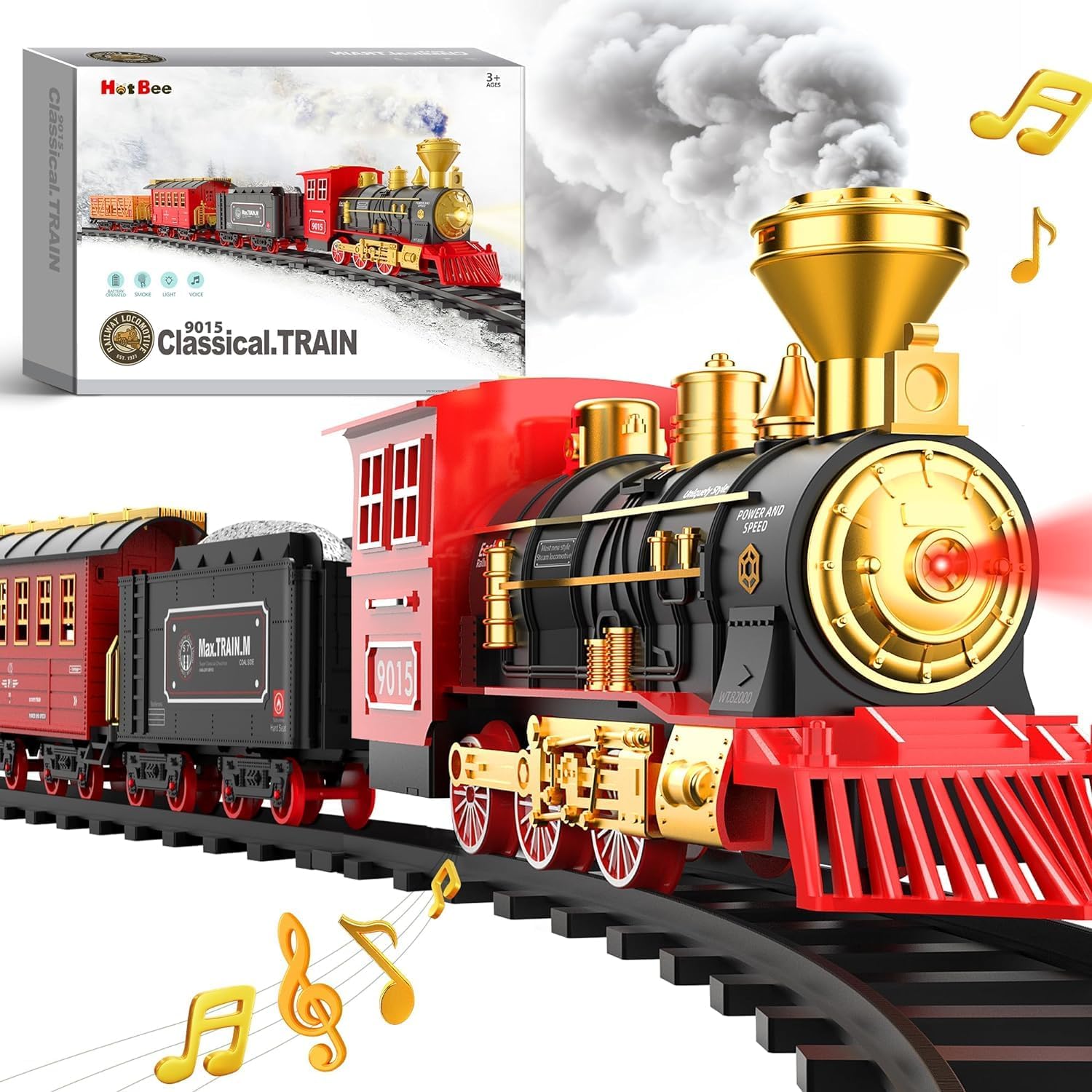 Hot Bee Train Set, Christmas Train Set for Under Tree, Christmas Tree Train Set,...
