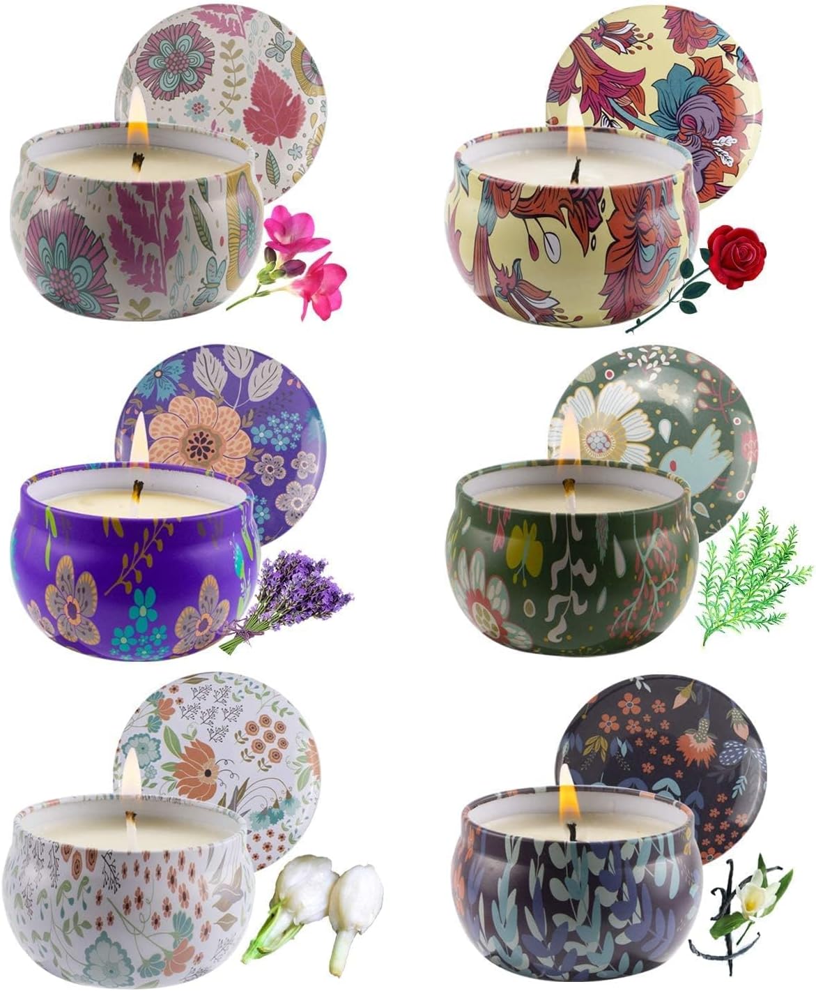 Scented Candles Aromatherapy Soy Set Burning Wax Travel Tin Fragrance Relaxing S...