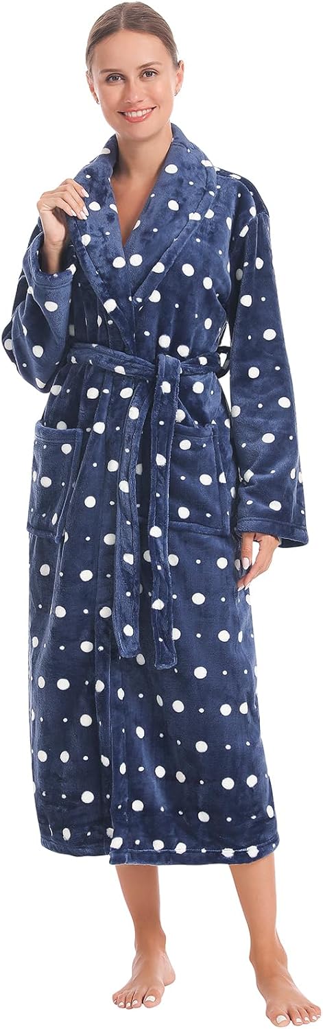 Vislivin Fluffy Bathrobe for Women Soft Fleece Dressing Gown Ladies Warm Loungew...