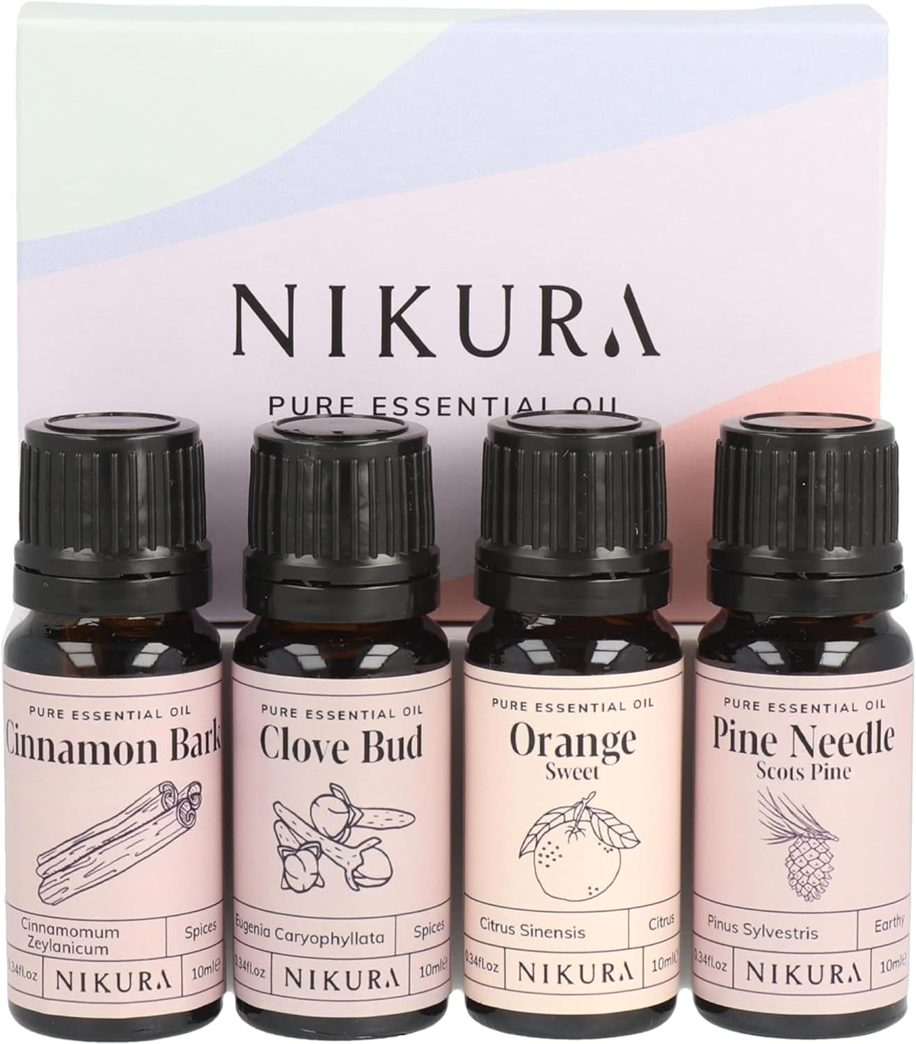 Nikura Christmas Essential Oil Gift Set - 4 x 10ml | Essential Oils for Diffuser...
