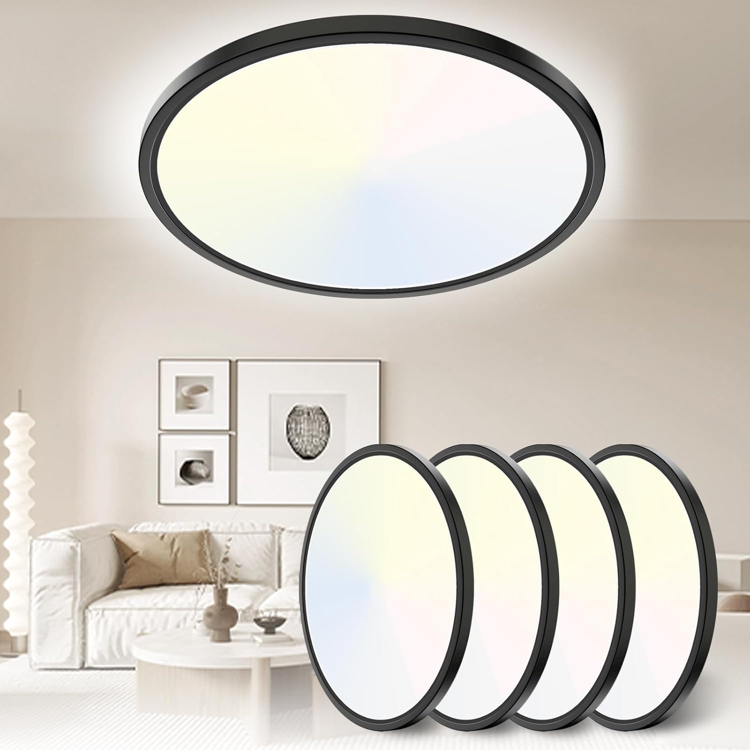 Yexati 30CM Bathroom Light 24W 3200LM 6000K/4000K/3000K IP54 Waterproof Bathroom...