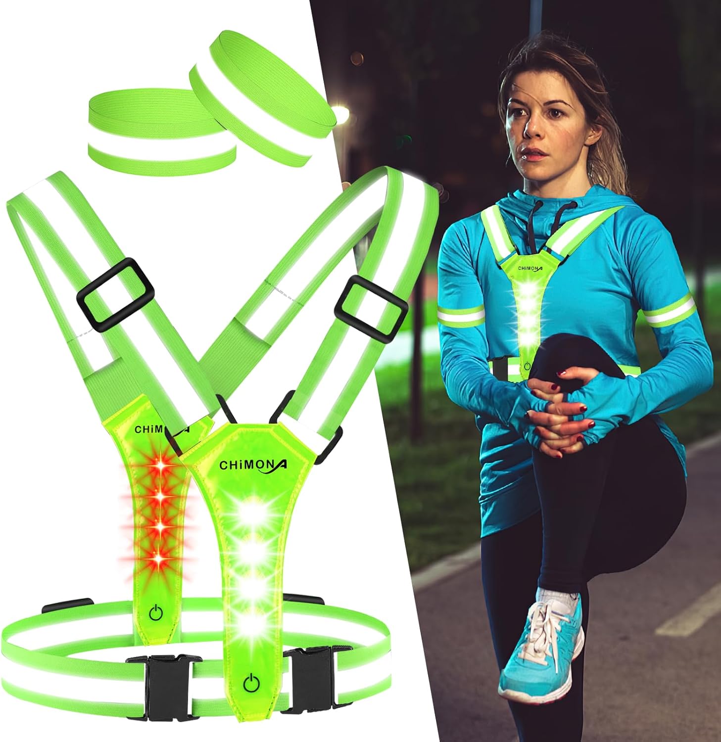 LED Reflective Vest Running Gear, 360° High Visibility Running Vest with Adjusta...
