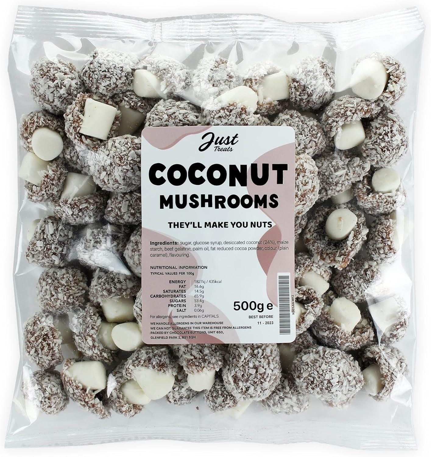 Just Treats Coconut Mushrooms (500g Share Bag)