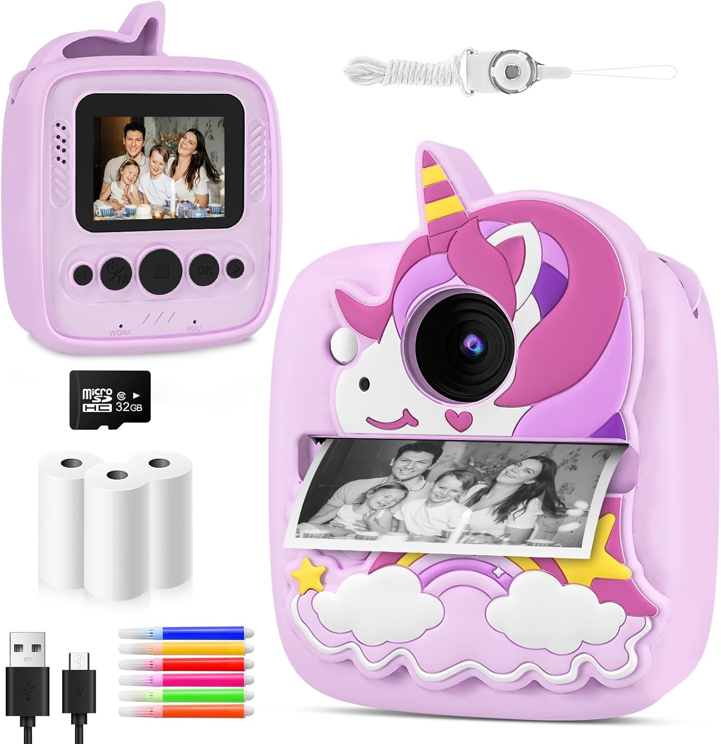 CHRERNA Kids Camera Instant Print, 48MP Instant Camera for Kids,1080P Kids Digit...