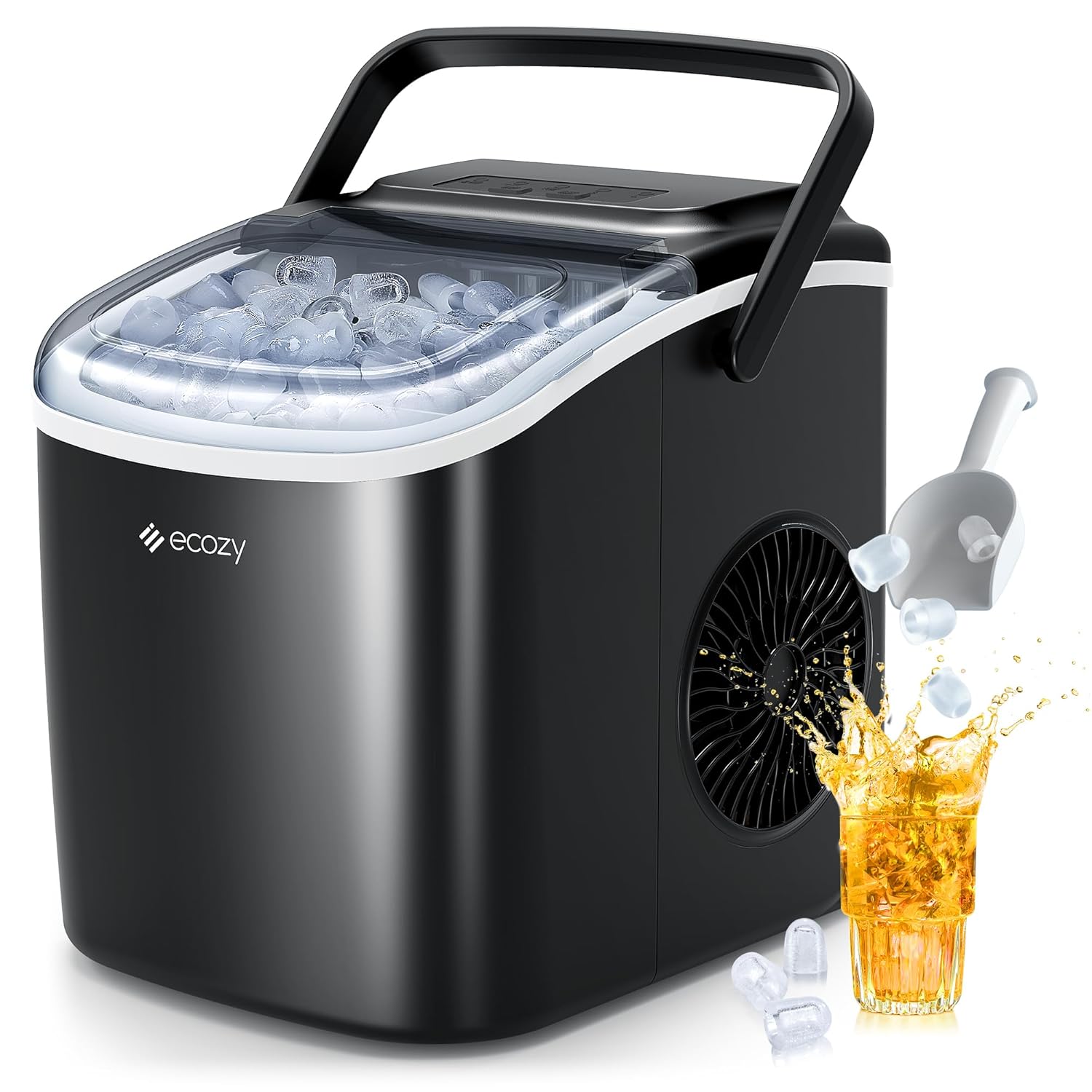 ecozy Ice Maker Machine, Countertop Ice Maker, 9 Ice Cubes in 6 Mins, 2 Sizes of...