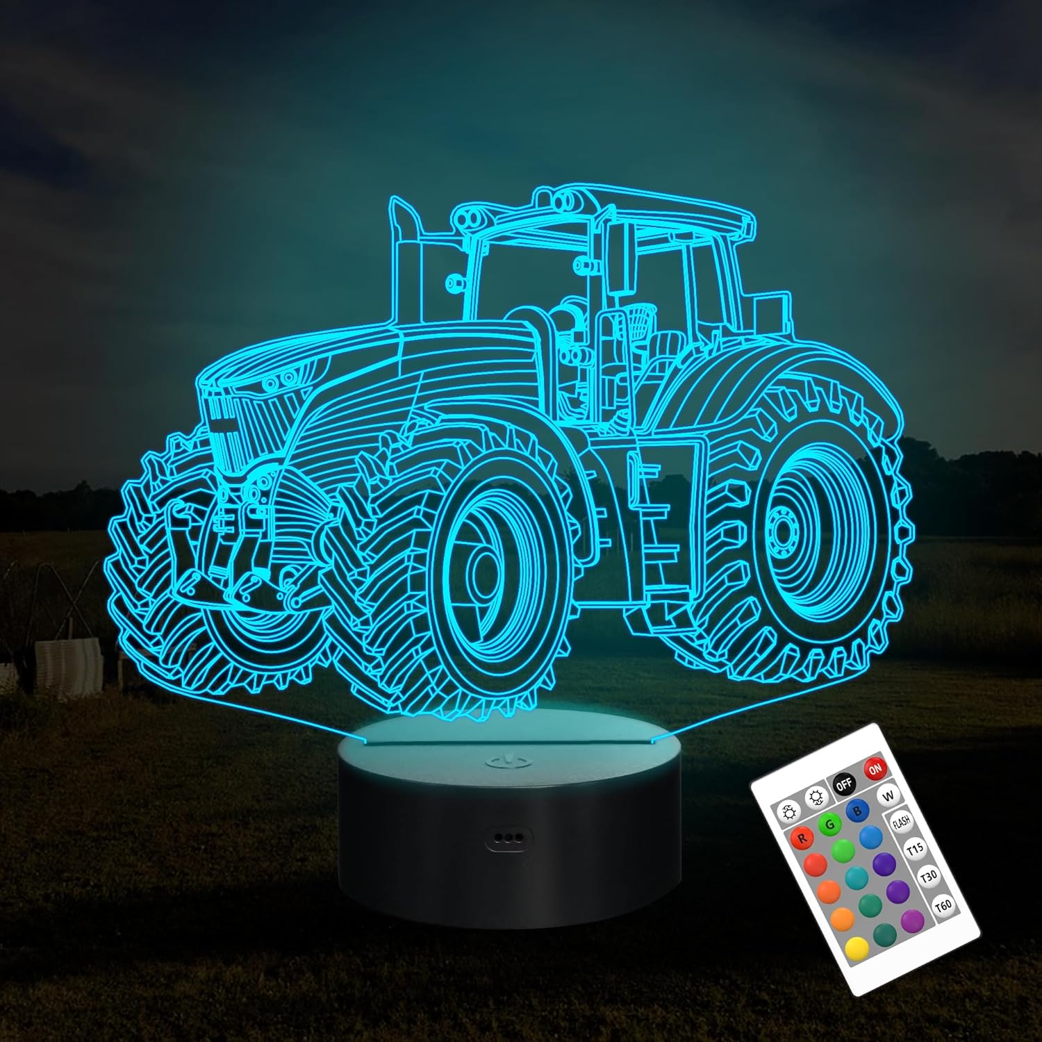 Tractor Gifts for Boys, Girls Attivolife 3D Illusion 16 Color Changing Dimmable...