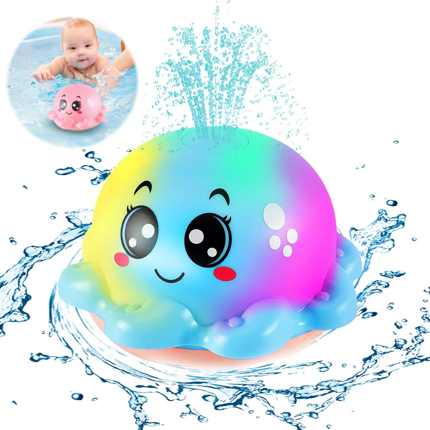 Baby Bath Toys Octopus Bathly Toy Light Up Baby Toys Bath Tub Toys Automatic Ind...