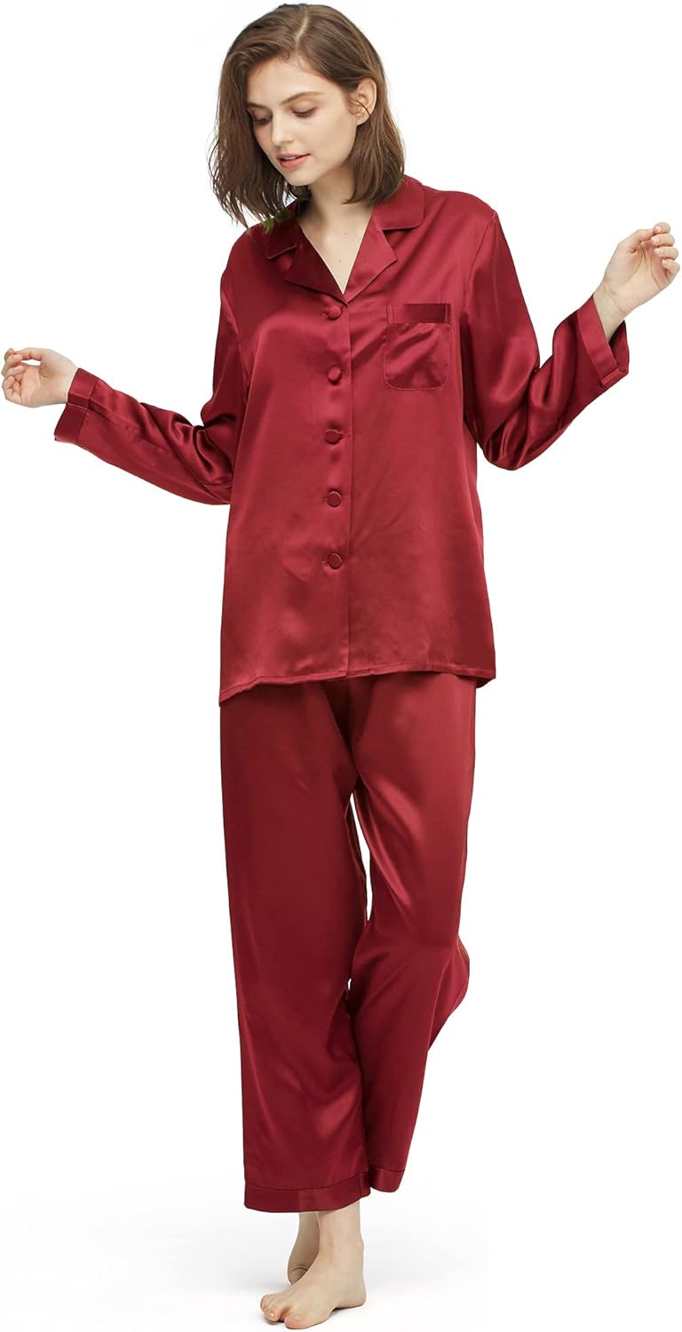 LilySilk Silk Pyjamas for Women Comfy Classic 2Pcs Set Sleepwear Long Sleeve 100...