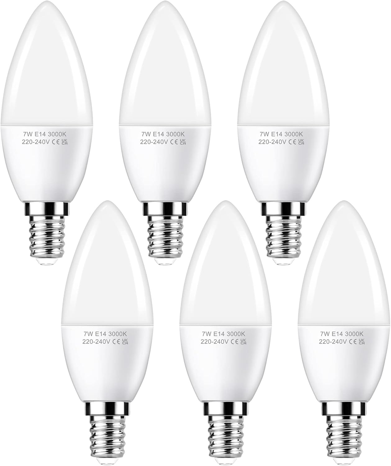 Flaspar E14 LED Light Bulb 60W Equivalent, E14 Candle Bulb Warm White 3000K, 7W...