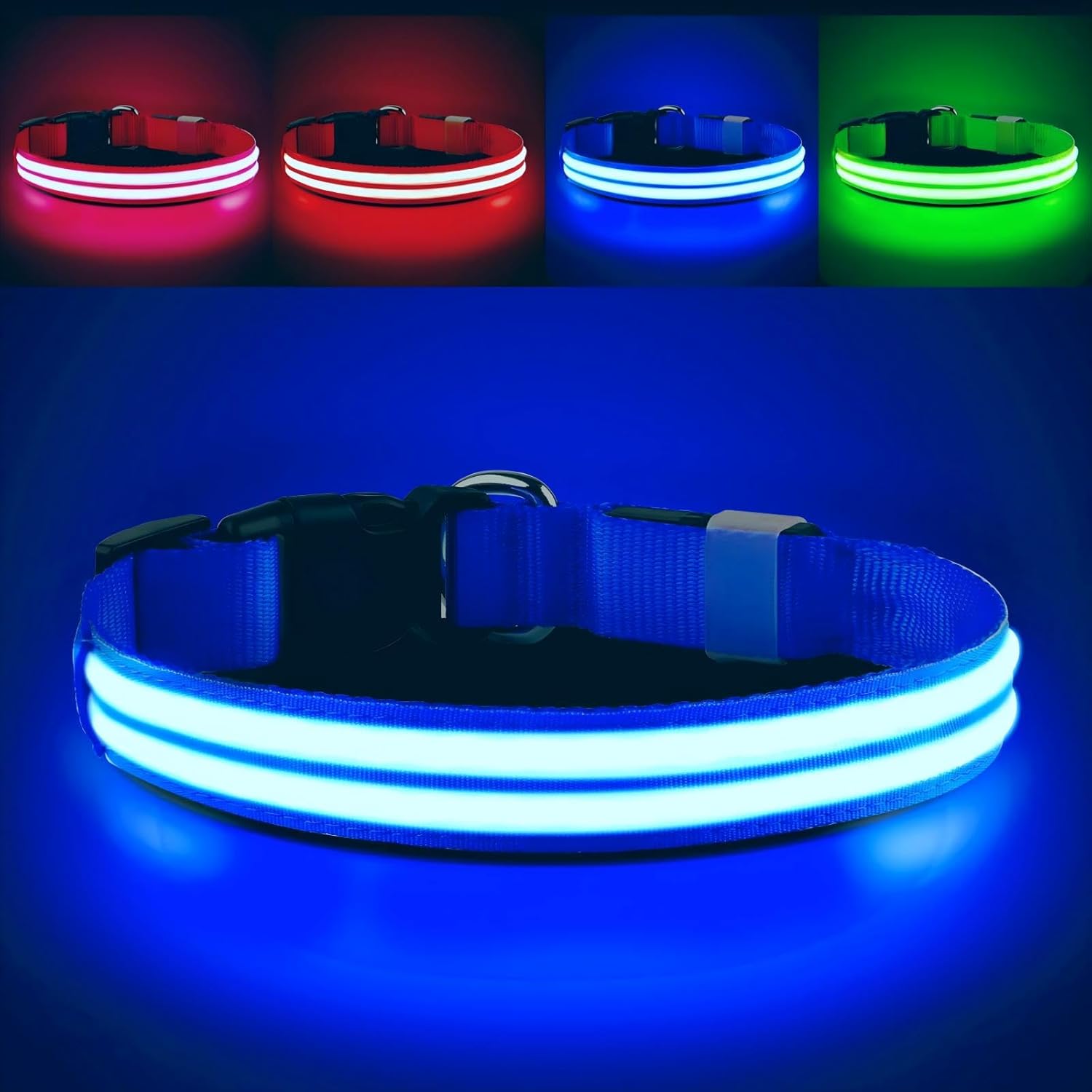 Light Up Dog Collar, Rechargeable Flashing Dog Collar for Night, Dog Collar with...