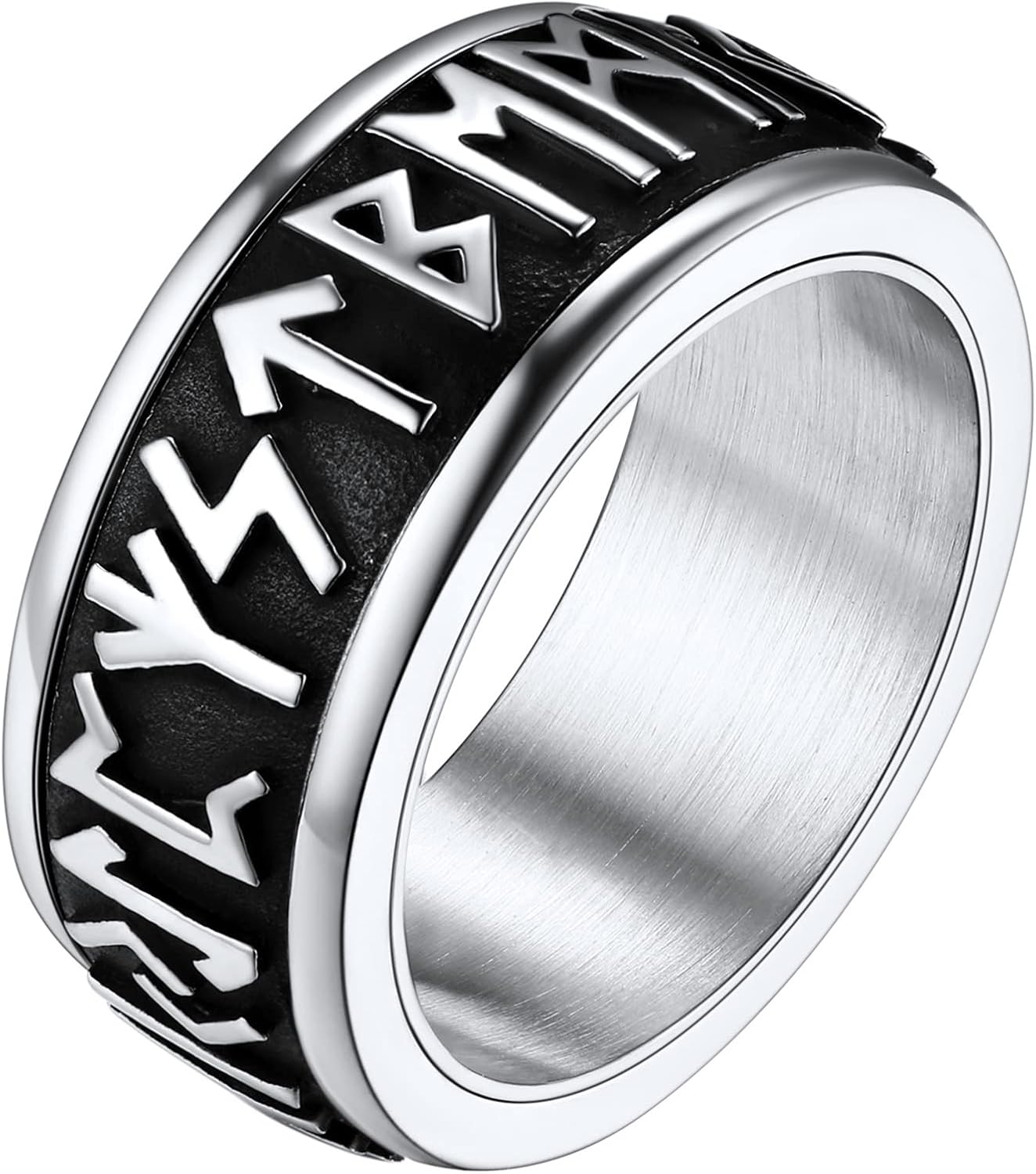 FaithHeart Spinning Viking Rings Personalised Norse Runes Fidget Ring for Anxiet...