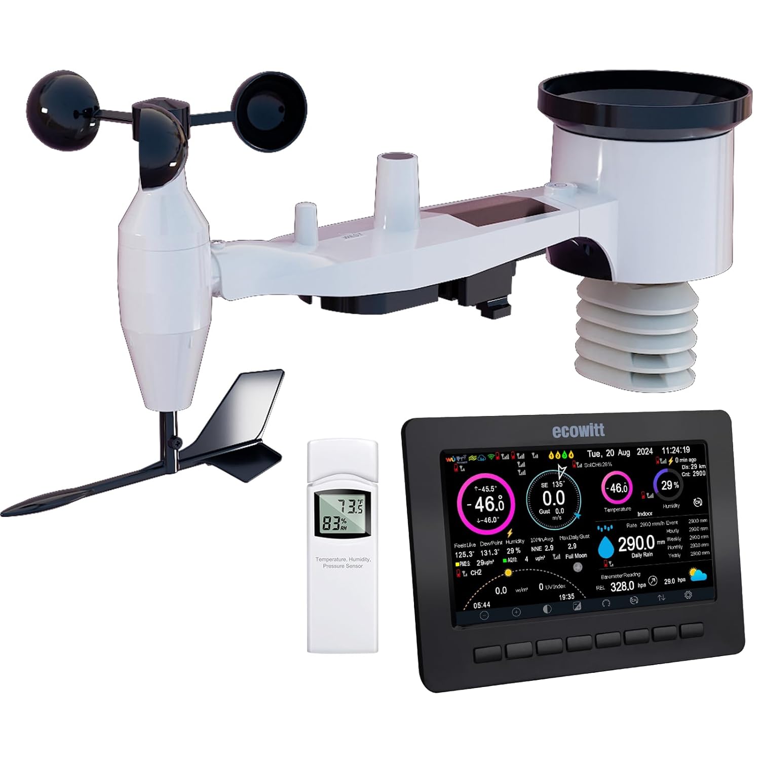 Ecowitt Wireless Wi-Fi Weather Station - Digital Weather Forecast with 7 Inch TF...