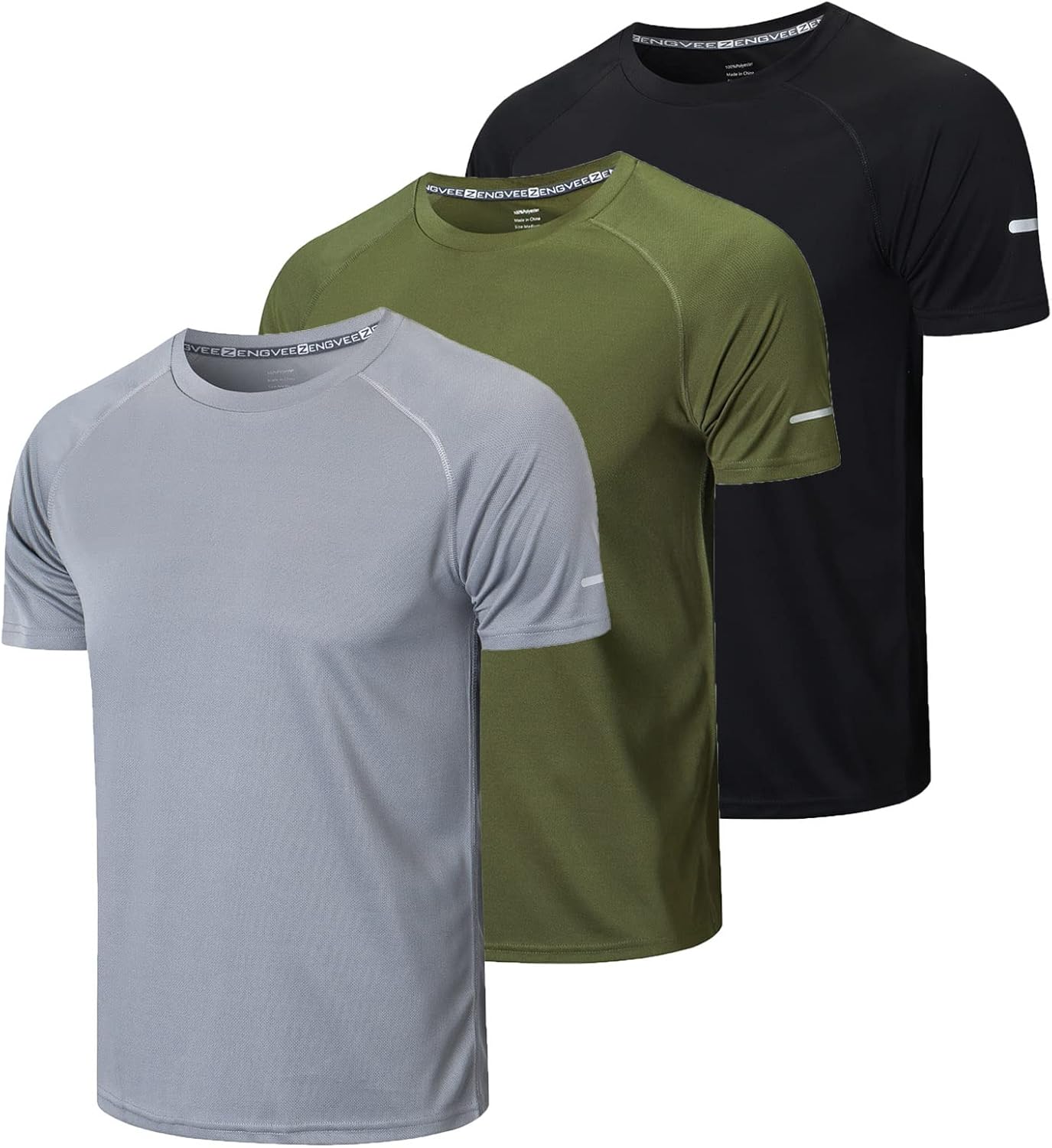 Gaiatiger 3 Pack Mens T-Shirts Quick Dry Short Sleeve T-Shirts Moisture Wicking...