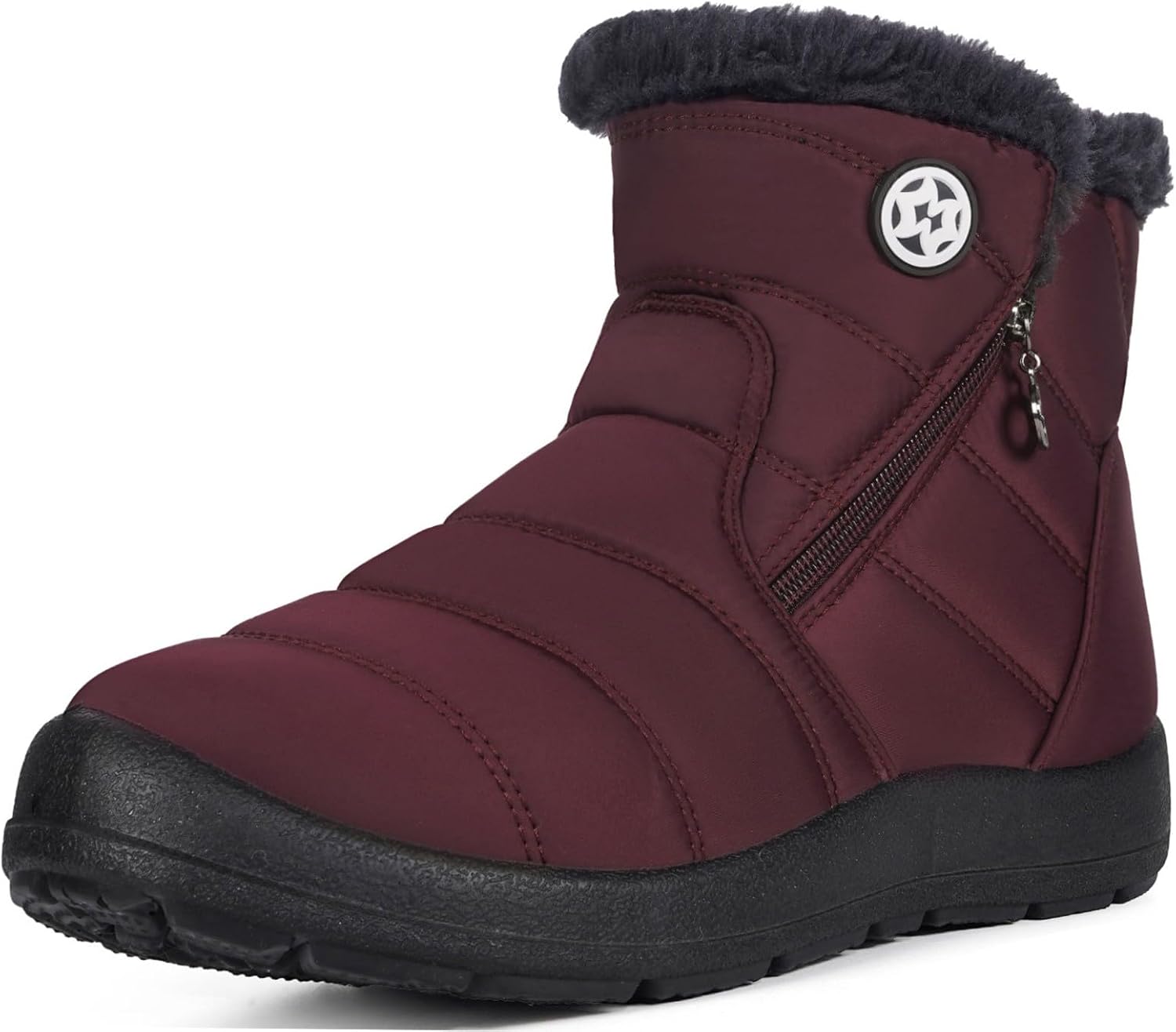 Women Winter Snow Boots Ladies Fur Lined Warm Outdoor Zip Flat Water-Resistant T...
