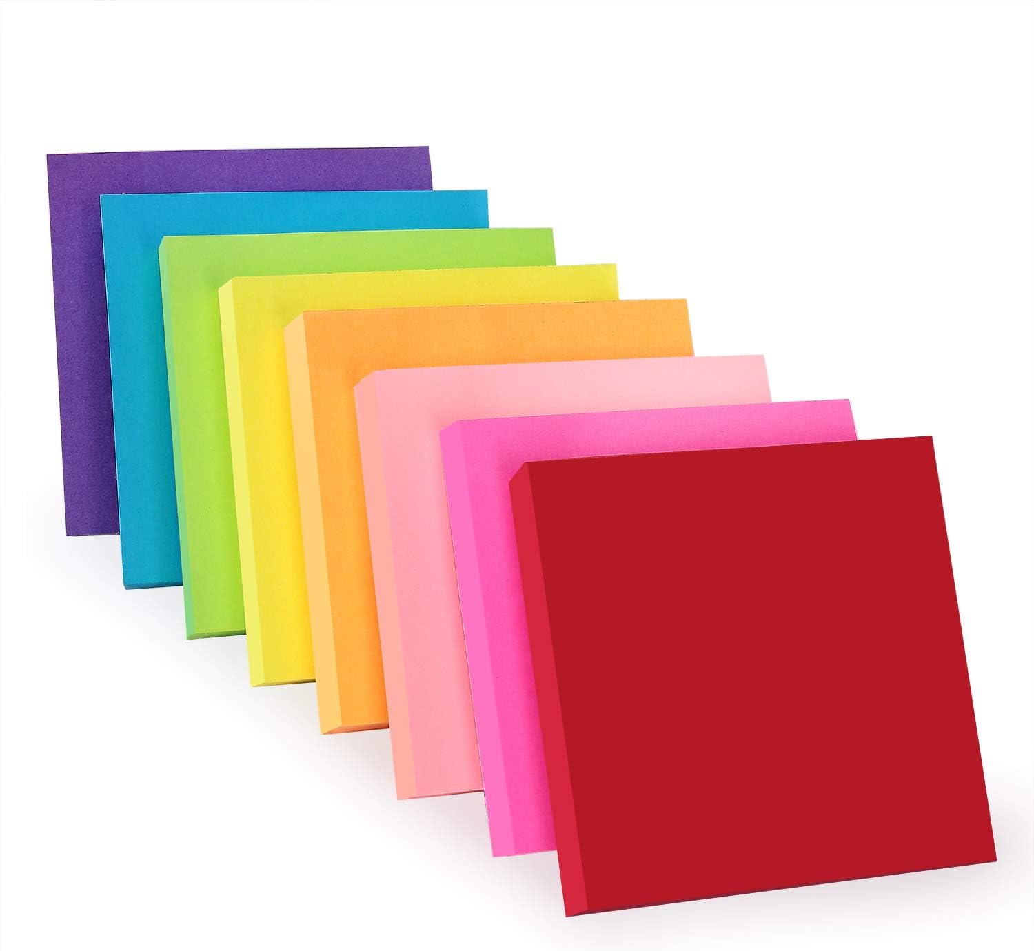 ZCZN 8 Assorted Colour Sticky Notes, 76 x 76 mm,100 Sheets/Pad Self-Sticky Notes...
