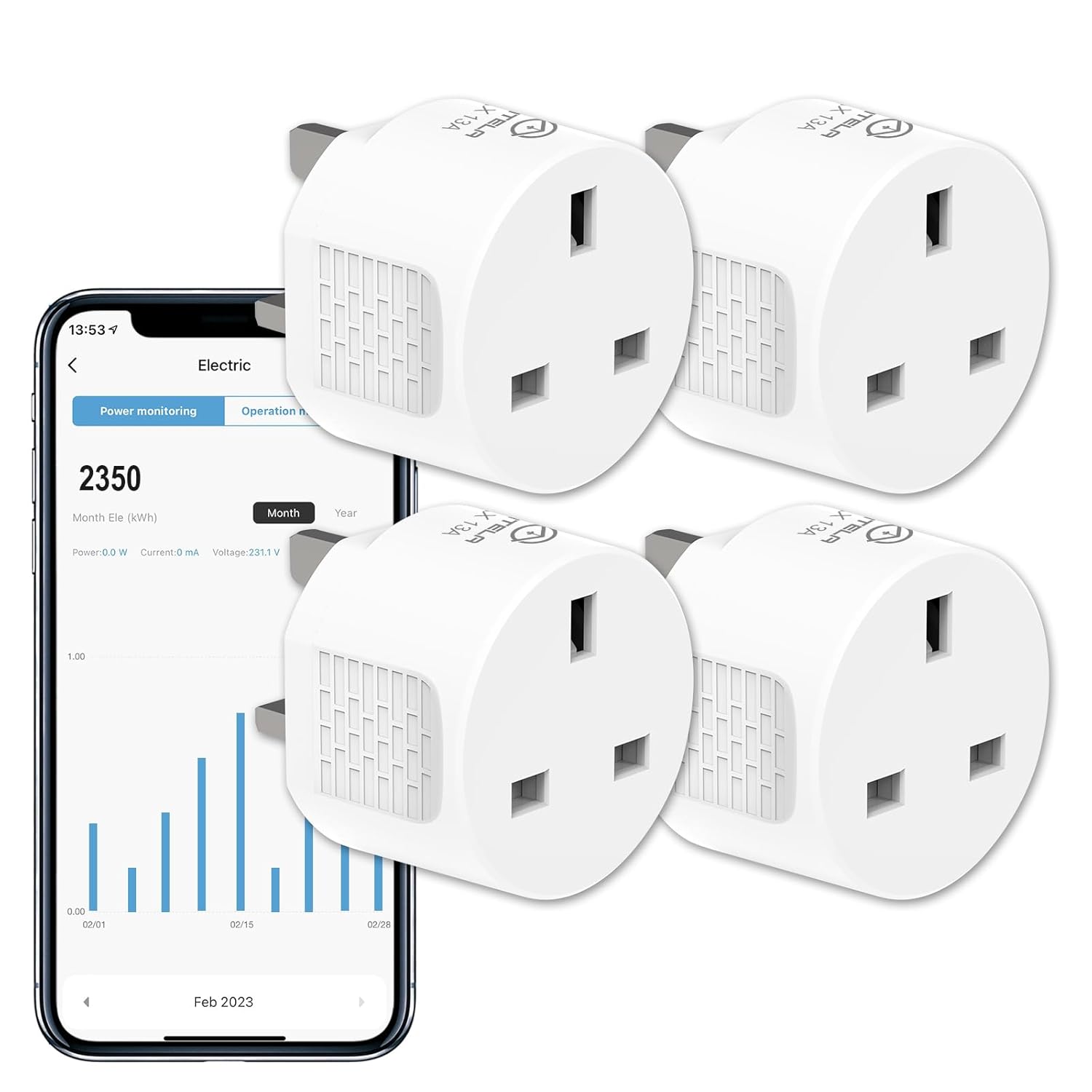 ANTELA Smart Plug with Energy Monitoring, 2,4GHz WiFi Plug, Smart Life APP Wirel...
