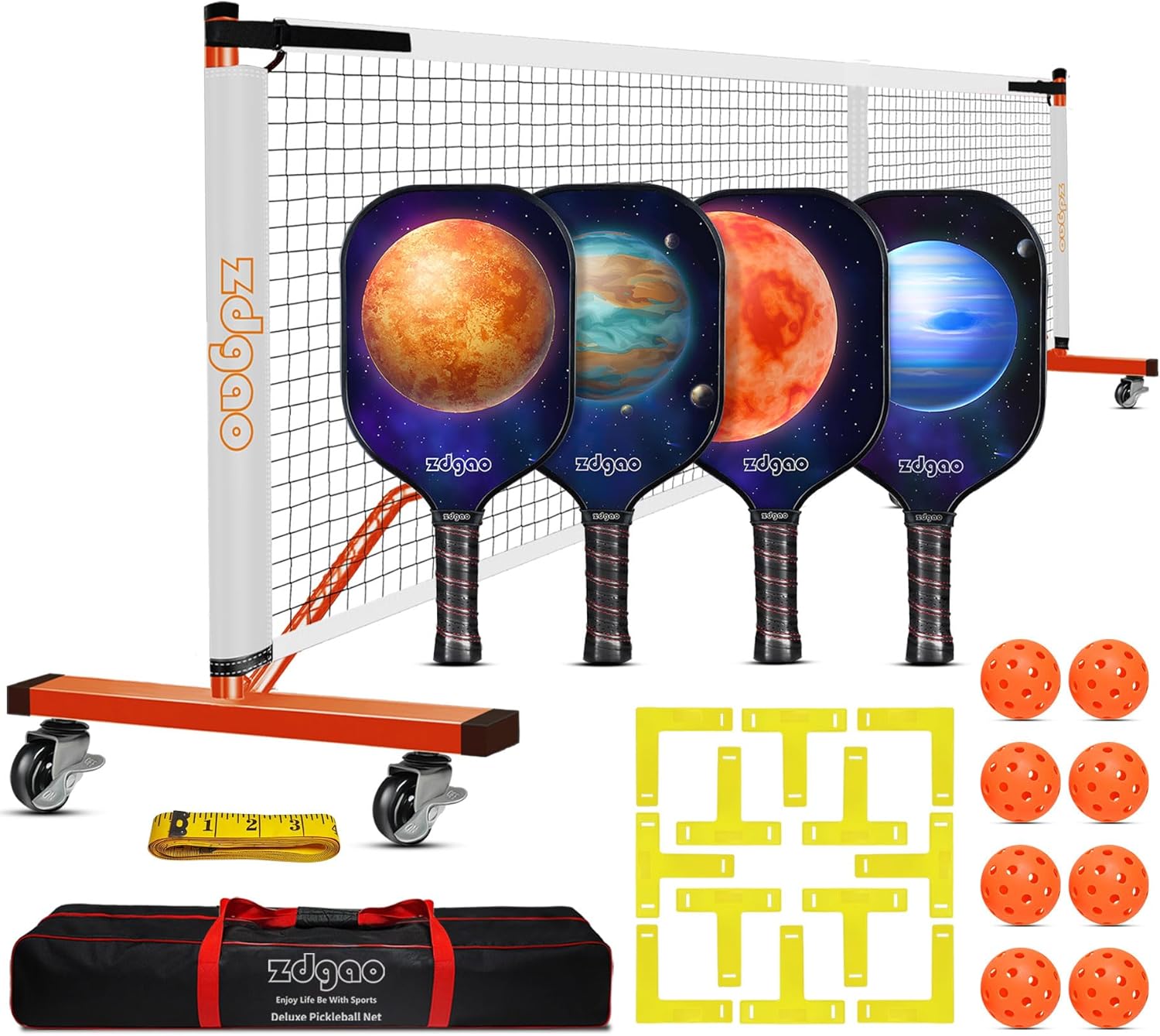 Zdgao Pickleball Net Set with 22 FT Regulation Size Pickleball Net, Paddles Set...