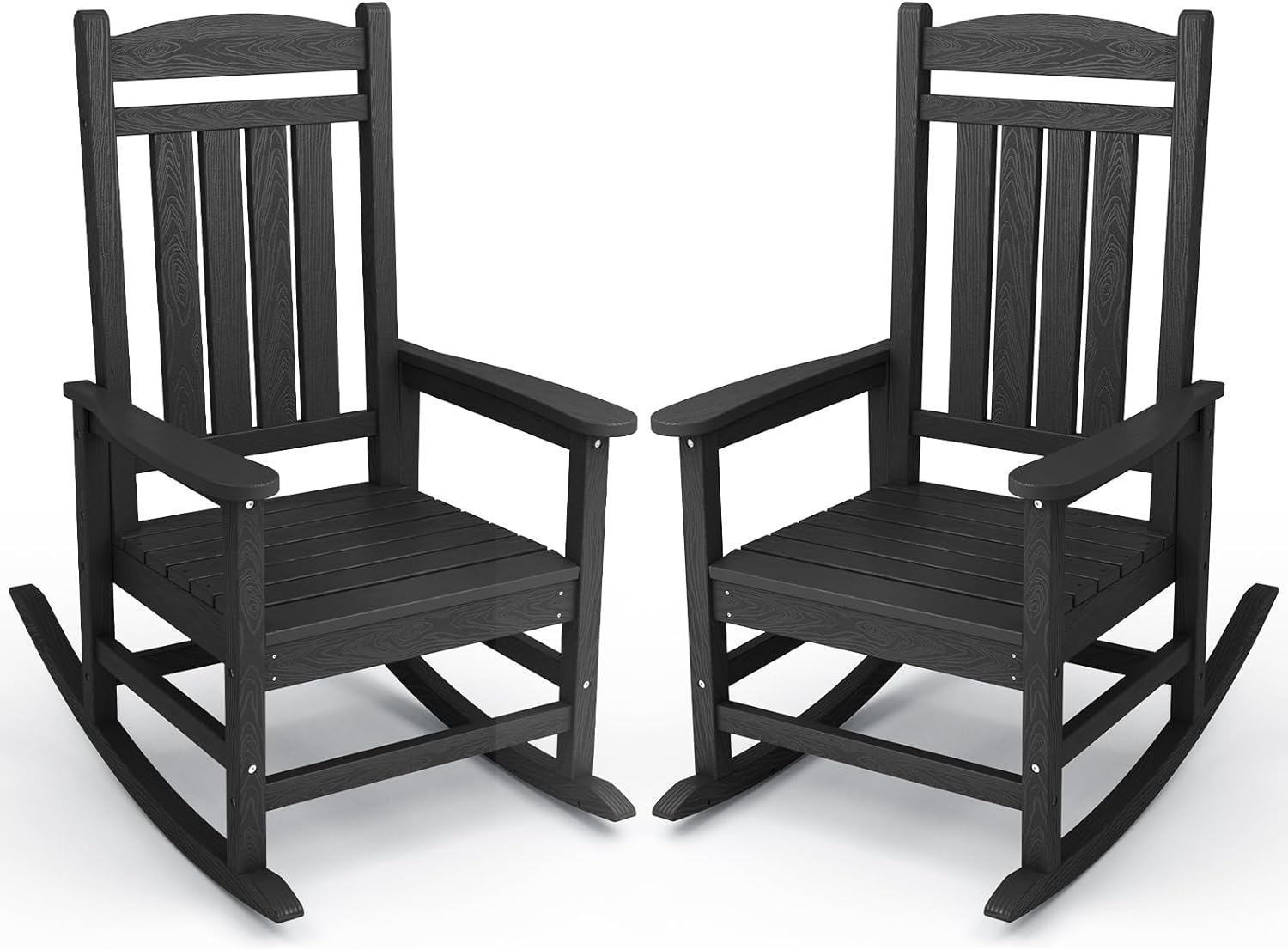 KINGYES Outdoor Rocking Chair Set of 2, High Density Polyethylene Patio Rocking...