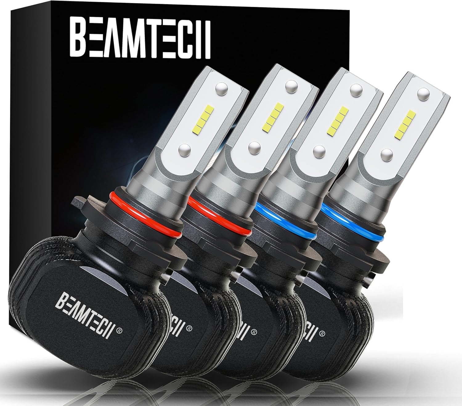 BEAMTECH 900-5 900-6 Bulbs Combo, S1 Series Fanless 300% Brighter Fog Light, 4 B...