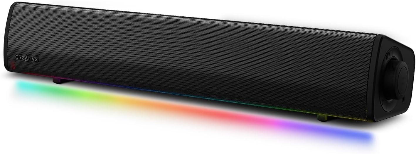 Sound Blaster GS3 Compact RGB Gaming Soundbar with SuperWide Technology, Powered...