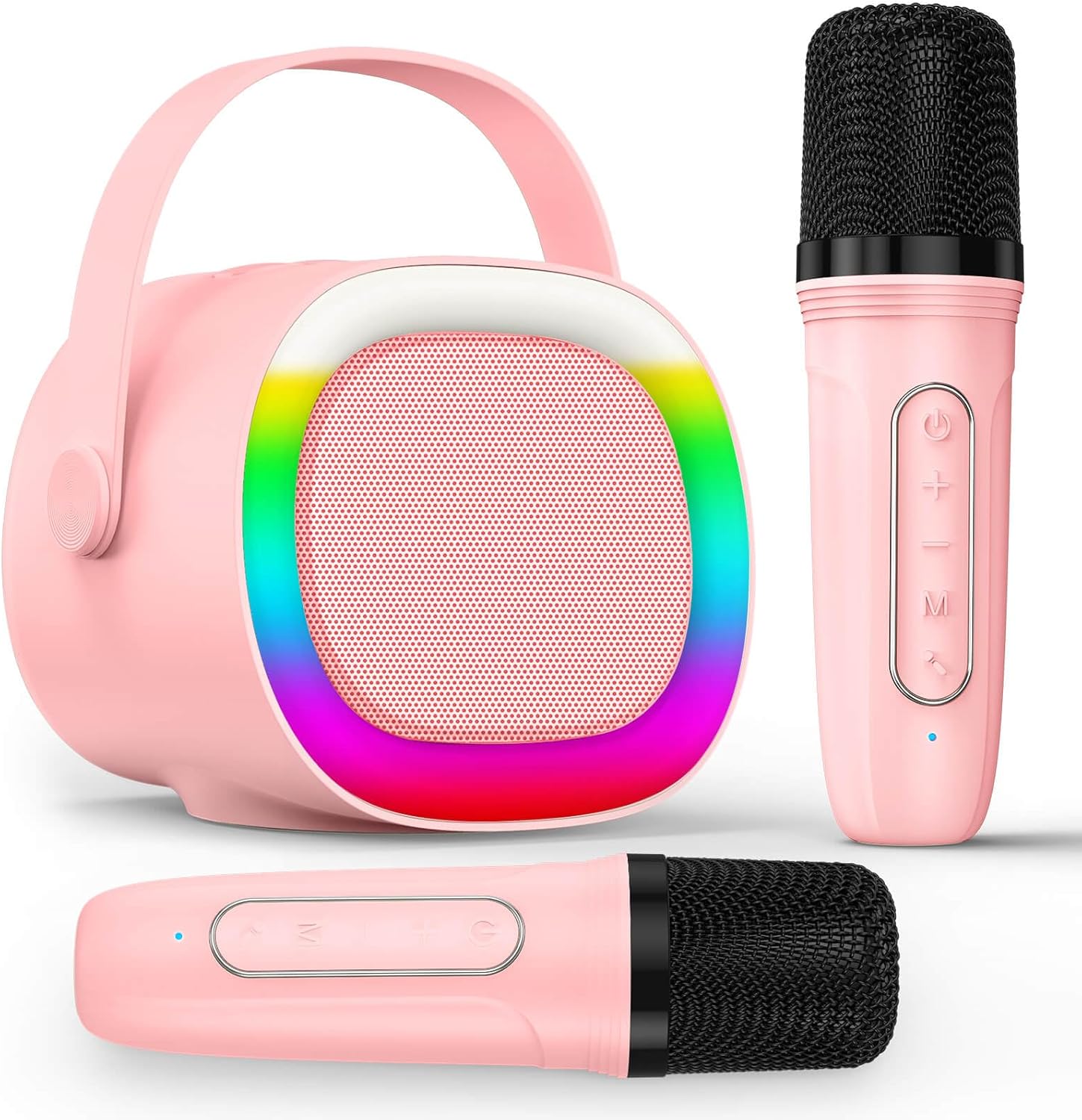LENRUE Karaoke Machine for Kids with Wireless Microphone, 4 Magic Voices, Colorf...