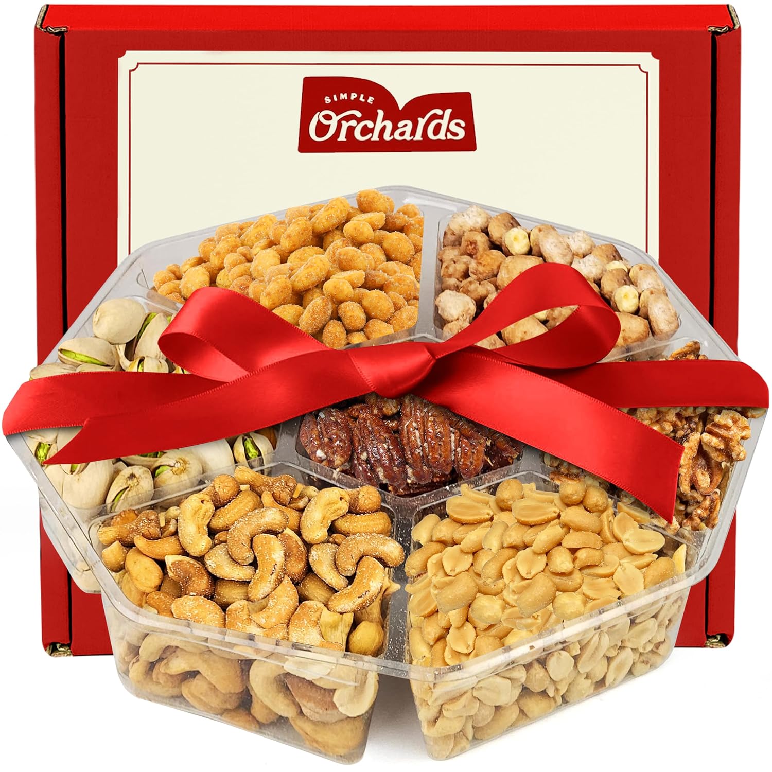 Nuts Gift Basket - 7 Sectional Nuts Platter With a Variety of Freshly Roasted Nu...