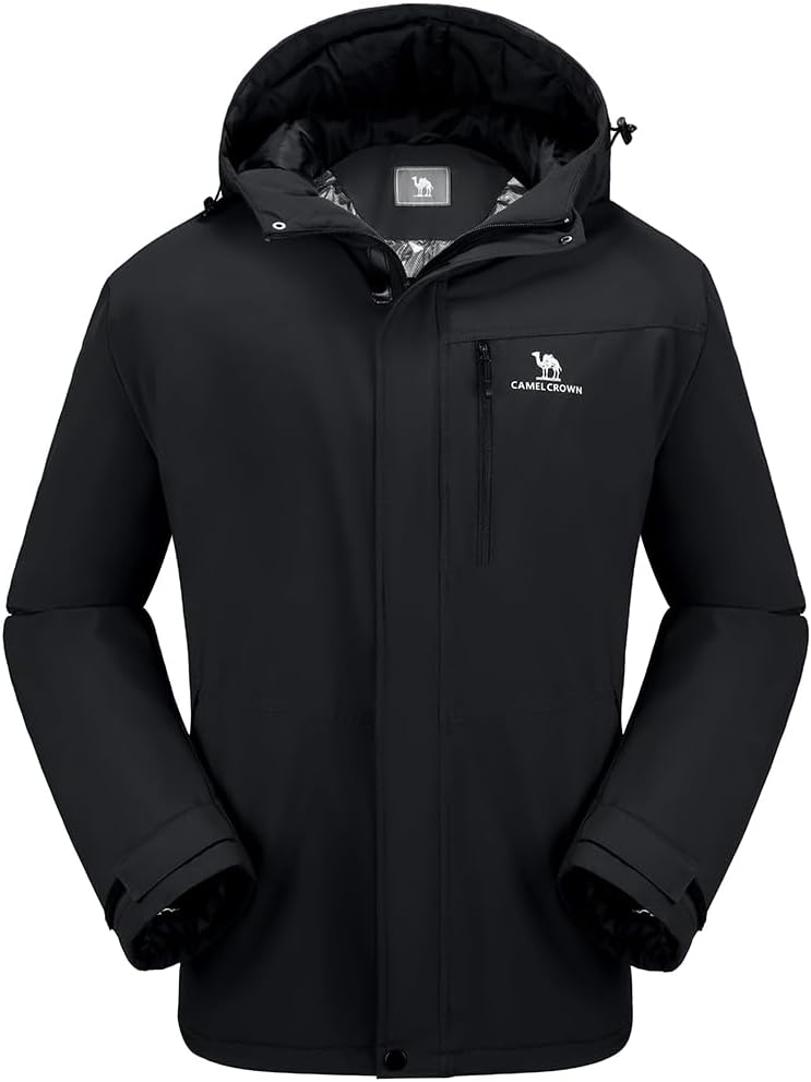 CAMEL CROWN Mens Winter Coat Waterproof Ski Jacket Hooded Windbreaker with Heat...