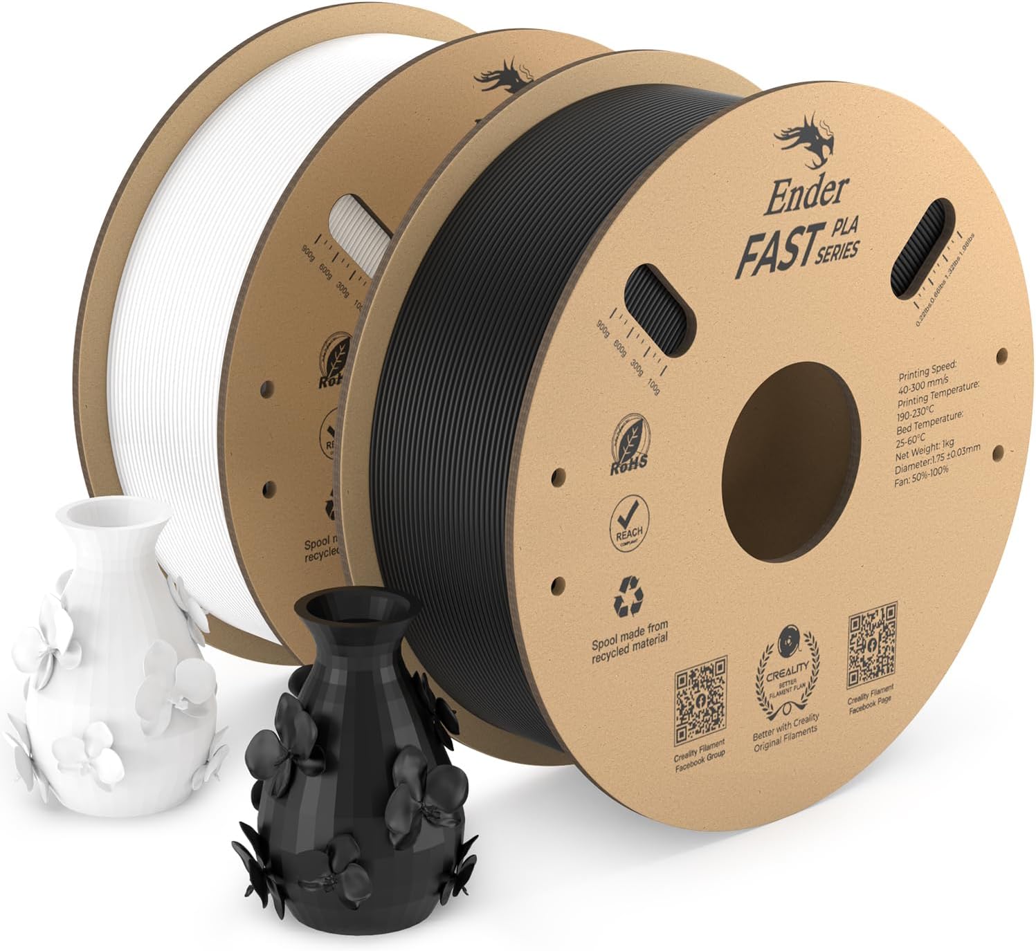 Creality 3D Printer PLA Filament, 300mm/s High Speed 1.75mm PLA Filament 2kg (4....