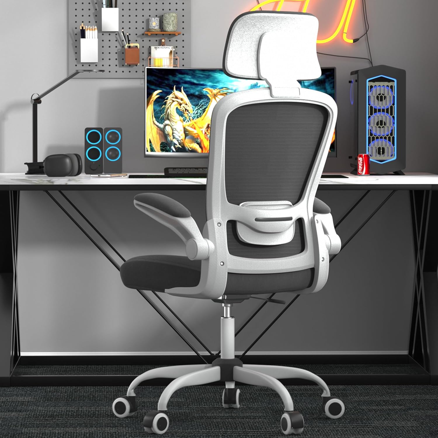 Mimoglad Office Chair, High Back Ergonomic Desk Chair with Adjustable Lumbar Sup...