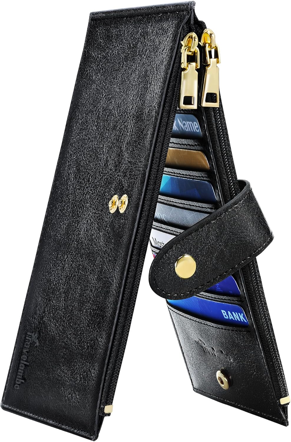 Travelambo RFID Wallet Women Large Size Bifold Multi Card Wallet Case with Zippe...