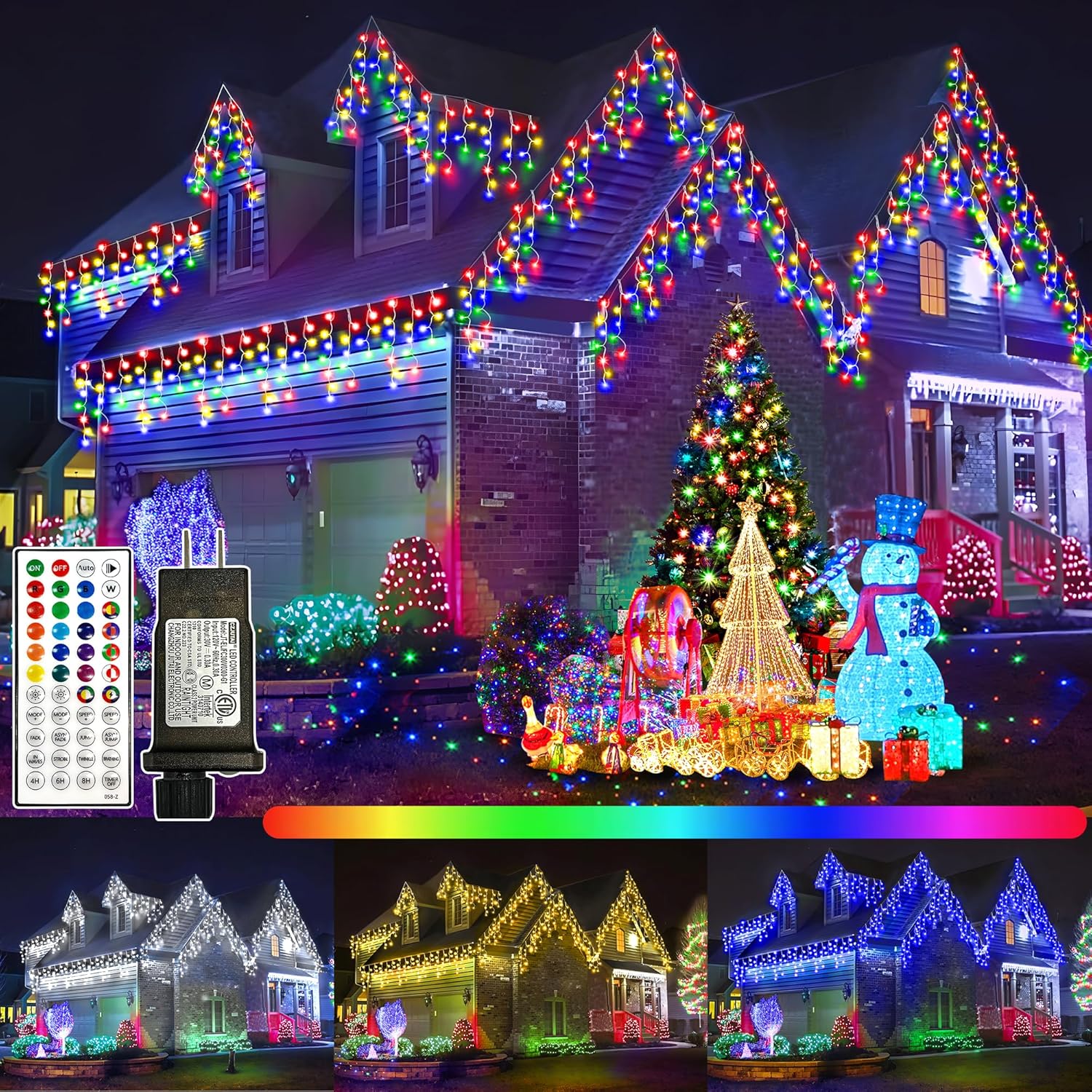 RGB Christmas Lights 16 Colors Changing 128 Function 8 Modes Christmas Lights Ou...