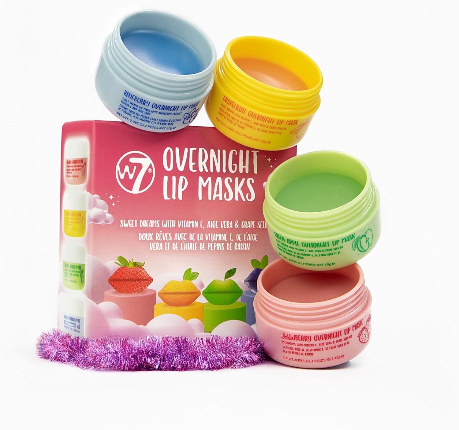 W7 Sweet Dreams Overnight Lip Masks - Stocking Filler Gift Set - Lip Treatment w...