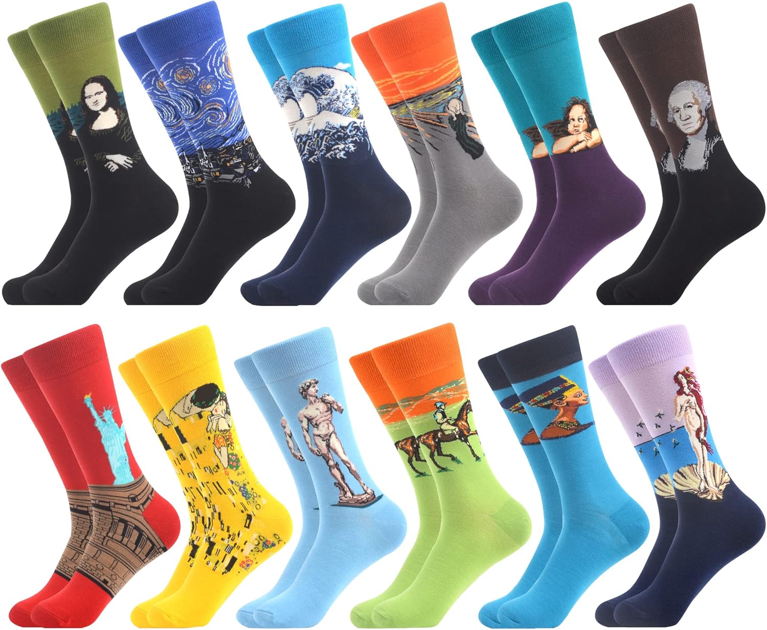 WeciBor Mens Dress Colorful Novelty Funny Casual Combed Cotton Crew Socks 12 Pac...