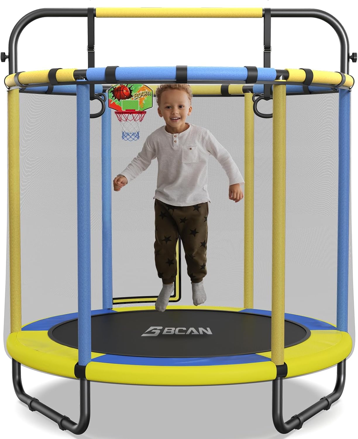 BCAN 60''/55" Mini Trampoline for Ages 1 to 8 Kid, 5FT Toddler Trampoline - Indo...