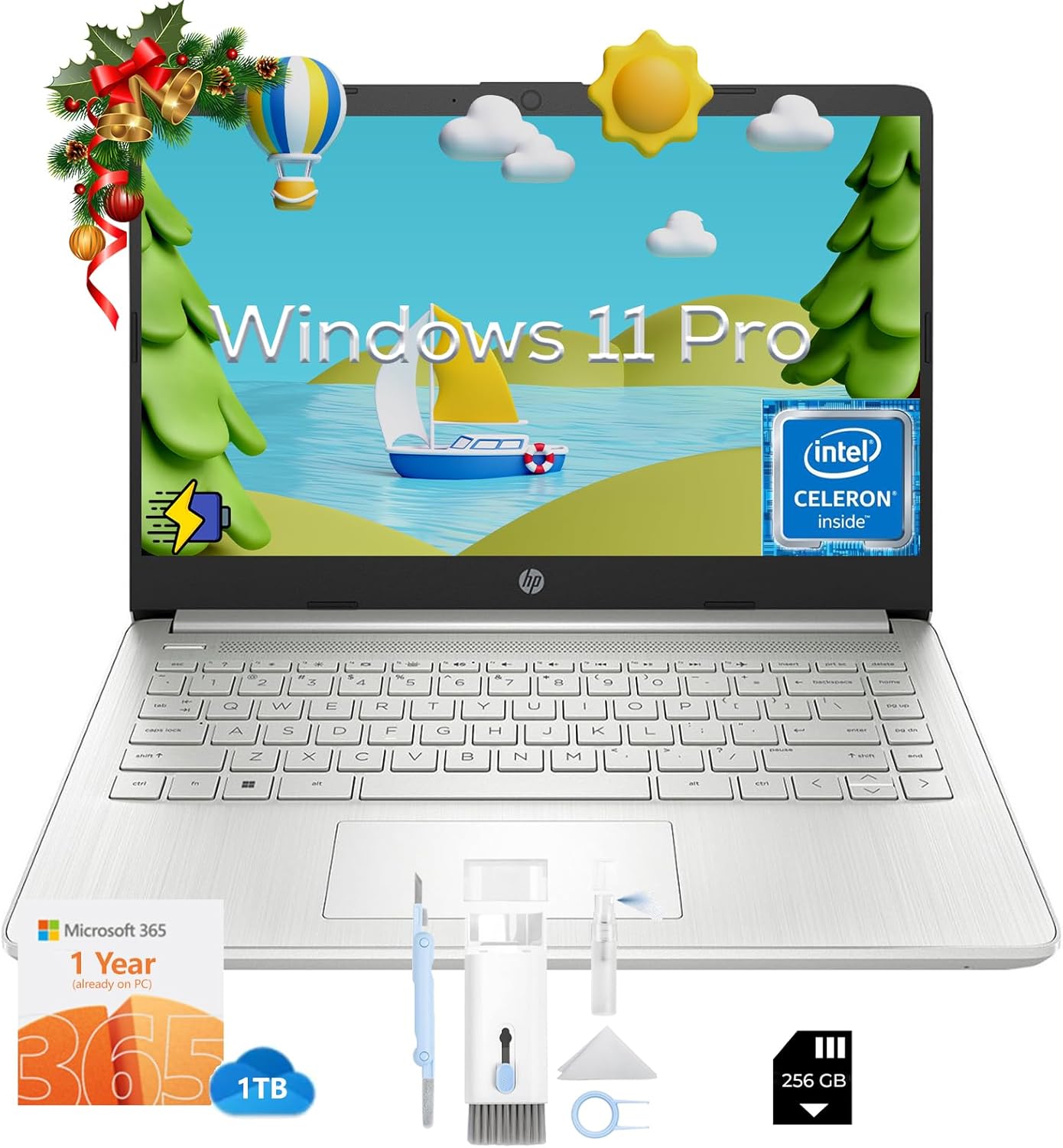 HP 14-inch Essential Portable Laptop - 1-Year AI-Powered Office 365 | 1TB Cloud...