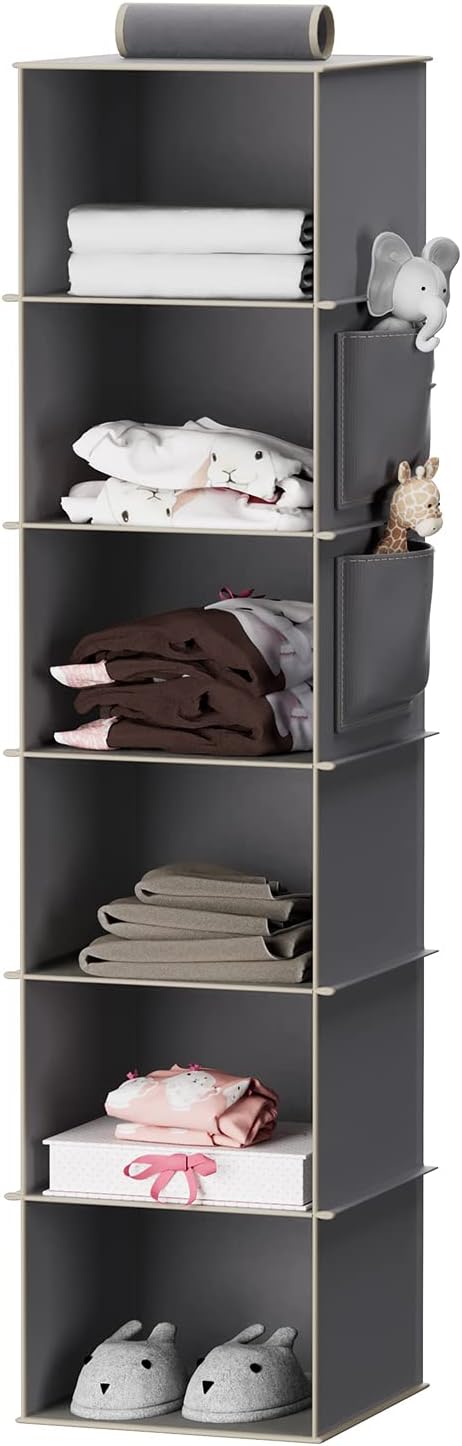 YOUDENOVA Hanging Closet Organizers 6 Shelves Wardrobe Storage Hanging Shelves W...
