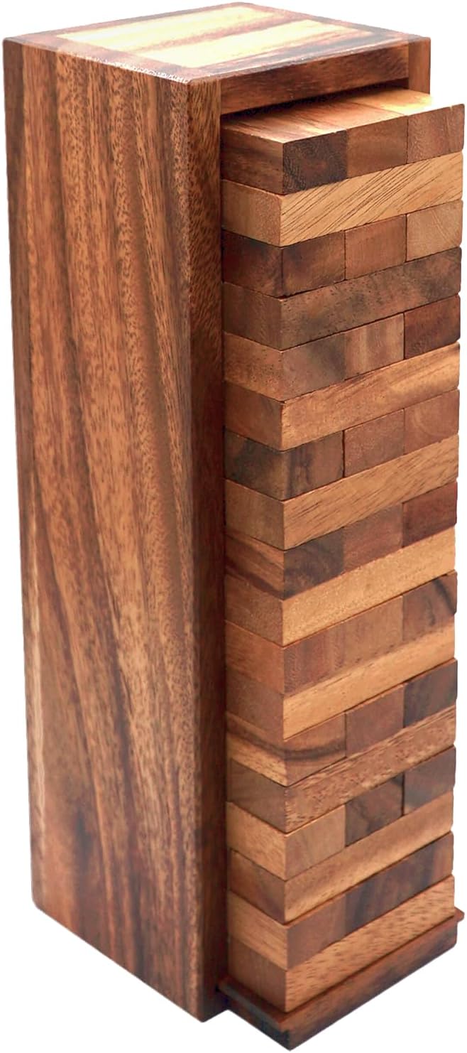 BSIRI Wood Tumbling Tower Game - Ideal for Party Games, Kids Games, Building Gam...