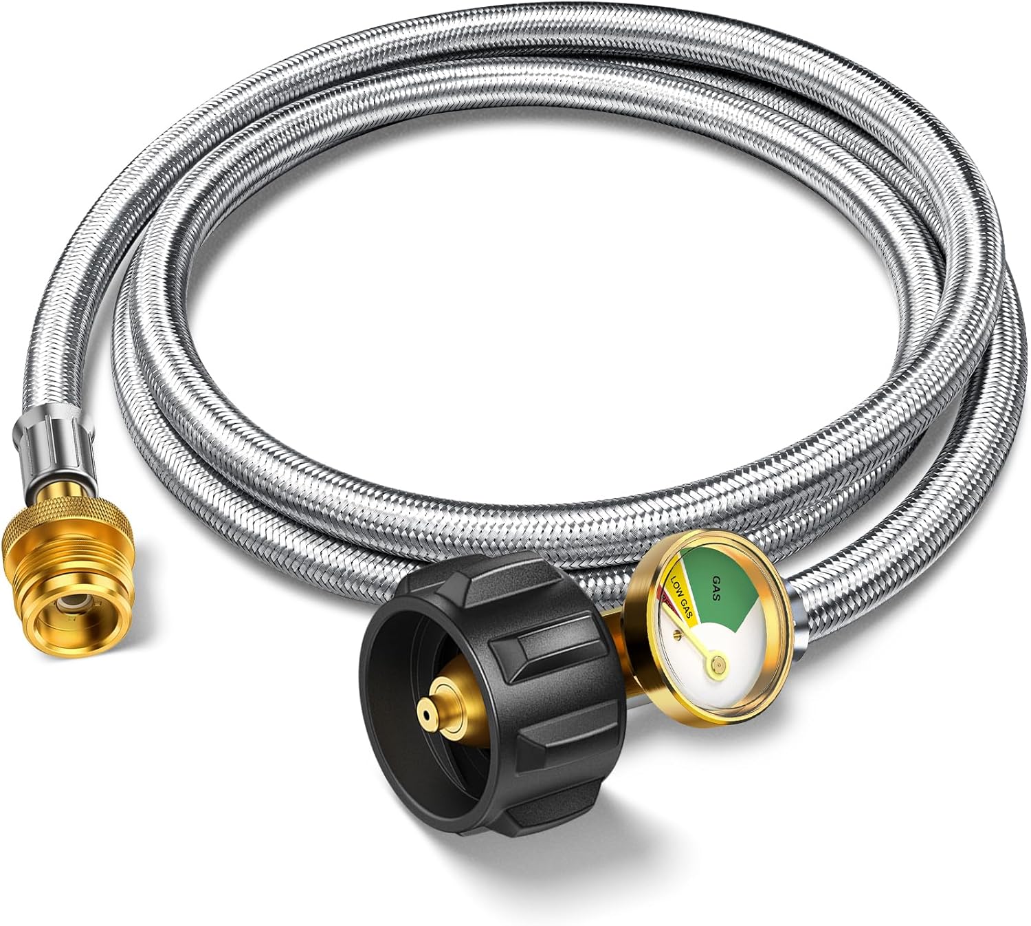 6FT Propane Hose Adapter 1lb to 20lb with Gauge, Propane Tank Adapter Hose 20 lb...