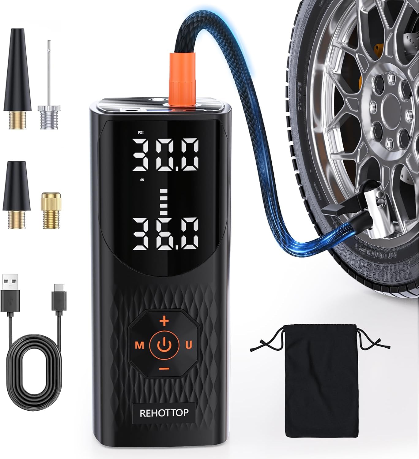 Tire Inflator Portable Air Compressor, 160PSI Air Pump for Car Tires, 4X Fast In...