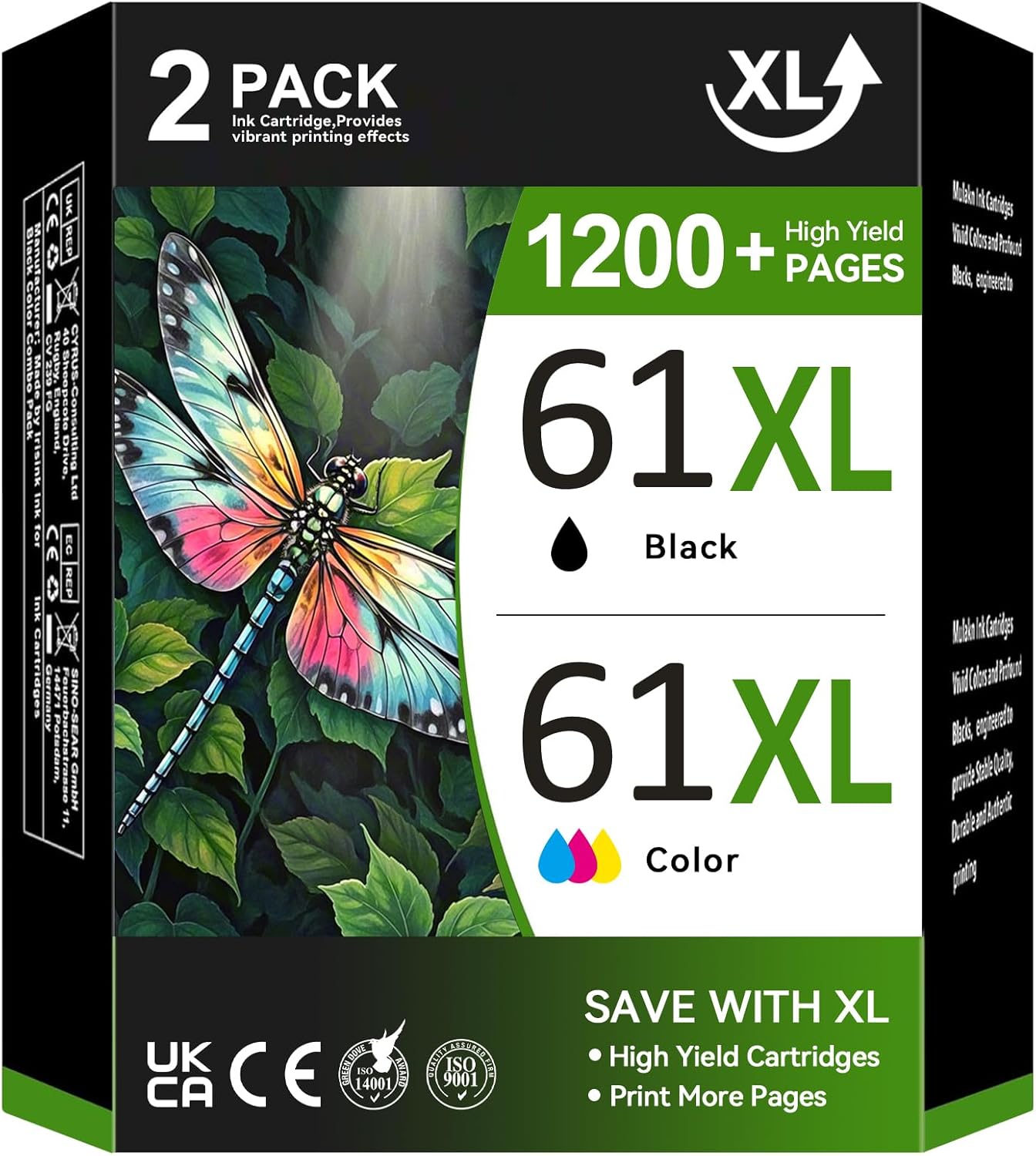 61XL Printer Ink for HP 61 Ink Cartridges Combo Pa...