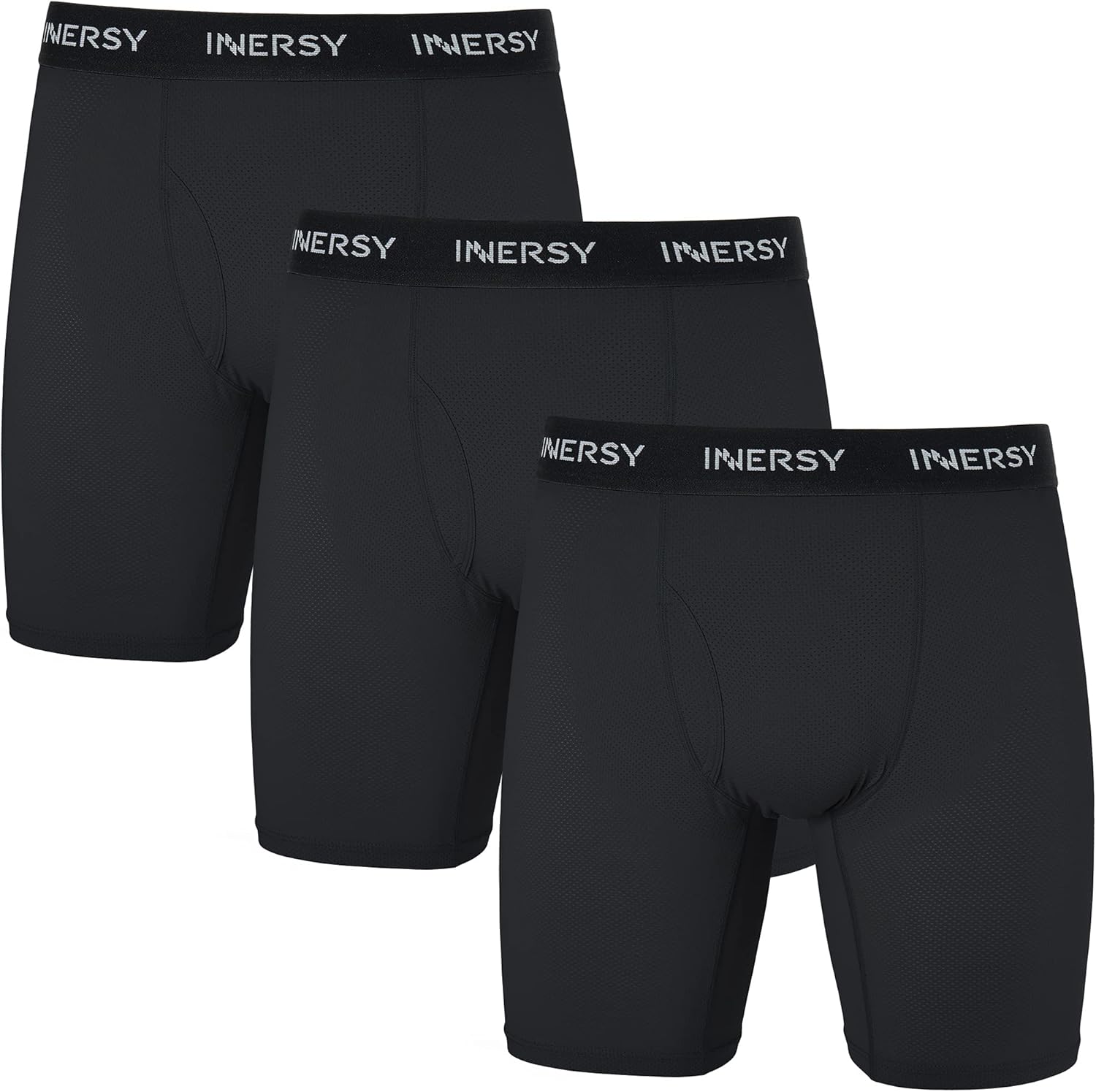 INNERSY Mens Long Leg Boxers Shorts Anti Chafing Underwear Trunks with Fly Mesh...