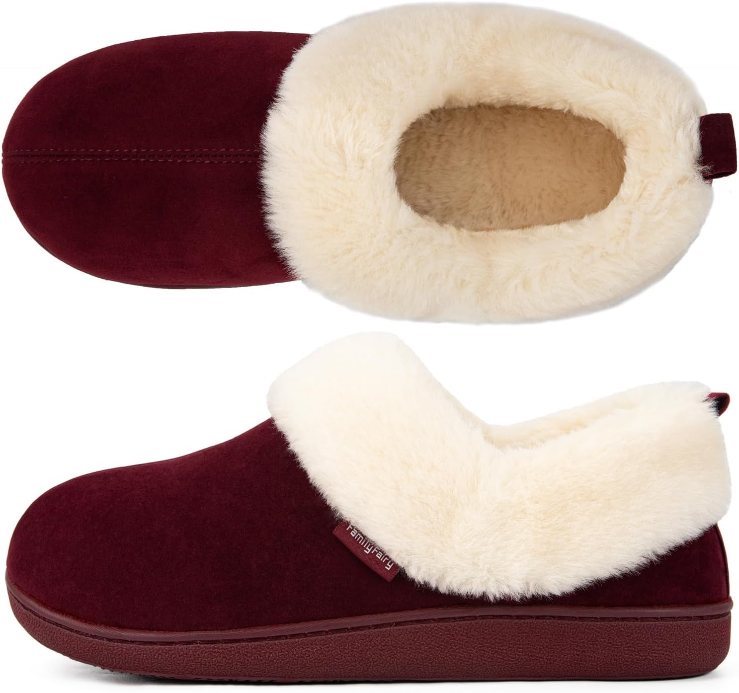 FamilyFairy Women's Memory Foam Slippers Comfy Warm Plush Fleece Lining Wool-Lik...